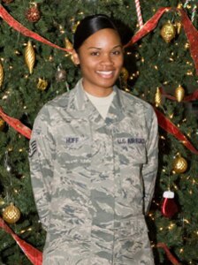 CAMP VICTORY, Iraq -- Staff Sgt. Evelyn Huff is deployed from Langley. One survival skill she has learned is that "praying helps all the time." (Courtesy photo)