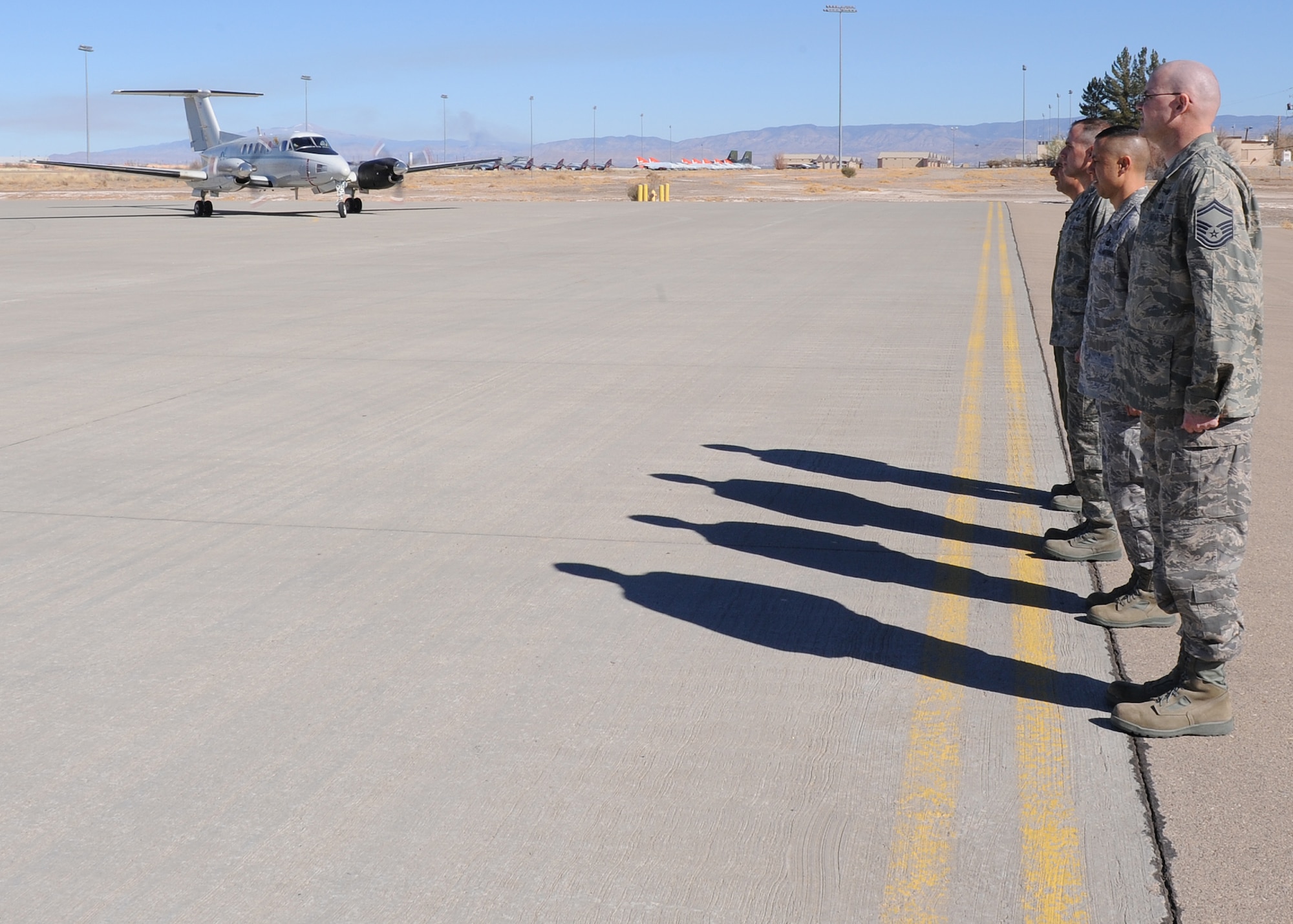 Gen. C. Robert Kehler, Air Force Space Command commander, visits Holloman Air Force Base, N.M., Jan. 14 to interact with the Airmen from the 4th Space Control Squadron and to speak with the 49th Fighter Wing commander to renew his visibility of Holloman Air Force Base. The 4th SPCS is a geographically separated unit of the 21st Space Wing . (U.S. Air Force photo/SrA Michael Means)