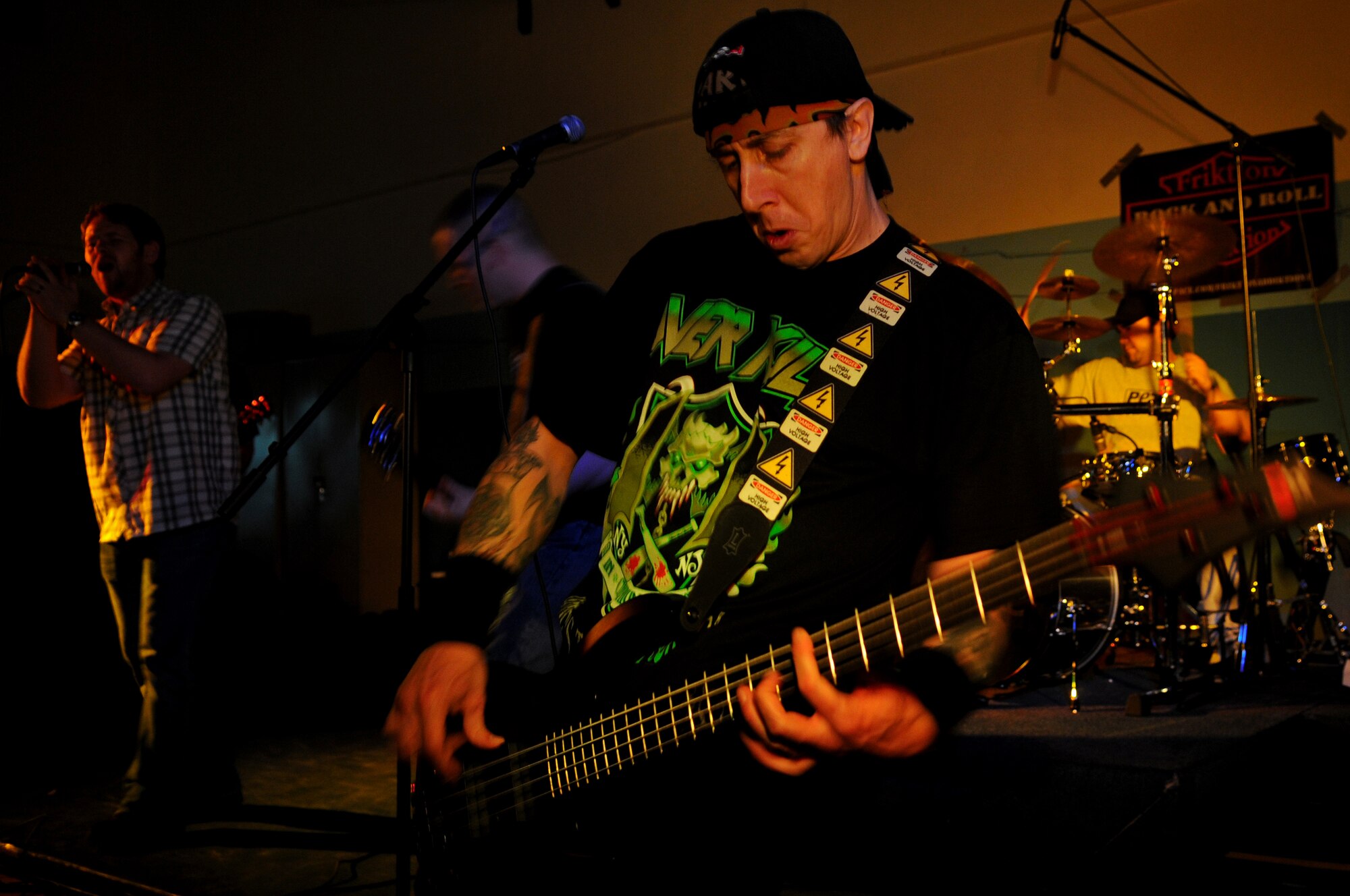 Friktion Addiktion, one of two bands to battle, performs at the Battle of the Bands event Jan. 16, 2009, on Ramstein Air Base. The event was sponsored by Armed Forces Against Drunk Driving. (U.S. Air Force photo by Airman 1st Class Grovert Fuentes-Contreras)