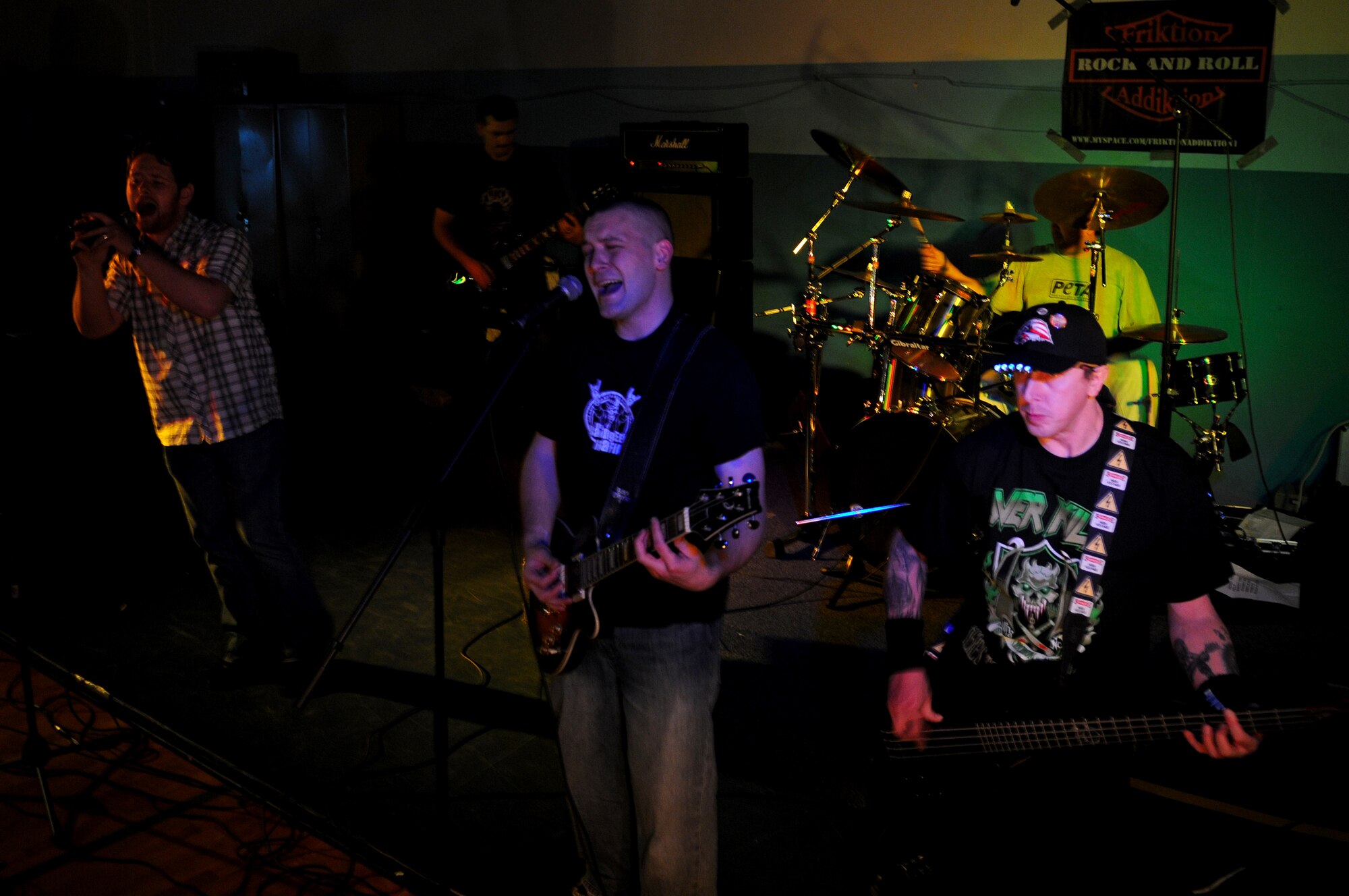 Friktion Addiktion, one of two bands to battle, performs at the Battle of the Bands event Jan. 16, 2009, on Ramstein Air Base. The event was sponsored by Armed Forces Against Drunk Driving. (U.S. Air Force photo by Airman 1st Class Grovert Fuentes-Contreras)