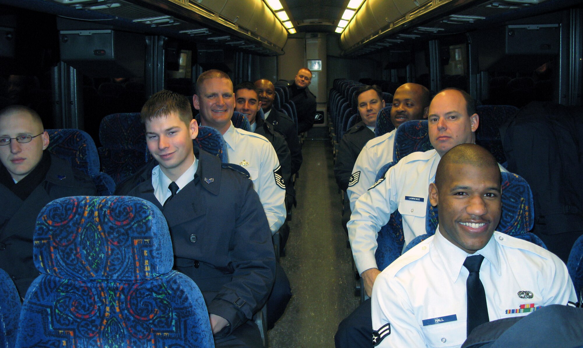 Airmen from Andrews Air Force Base, Md., travel to Washington, D.C., to march in the Jan. 20 inauguration day parade. (Defense Department photo/Donna Miles)

