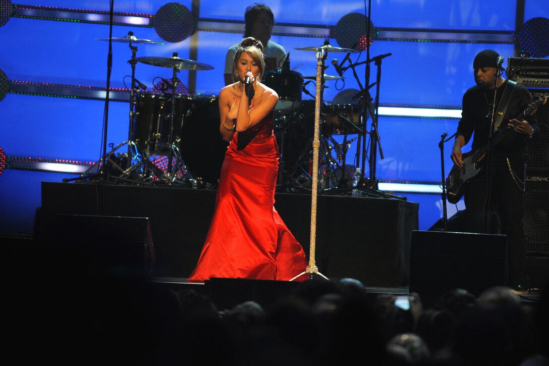 Miley Cyrus performs at the “Kids Inaugural: We Are the Future” concert at the Verizon Center in downtown Washington, D.C., Jan. 19, 2009. 