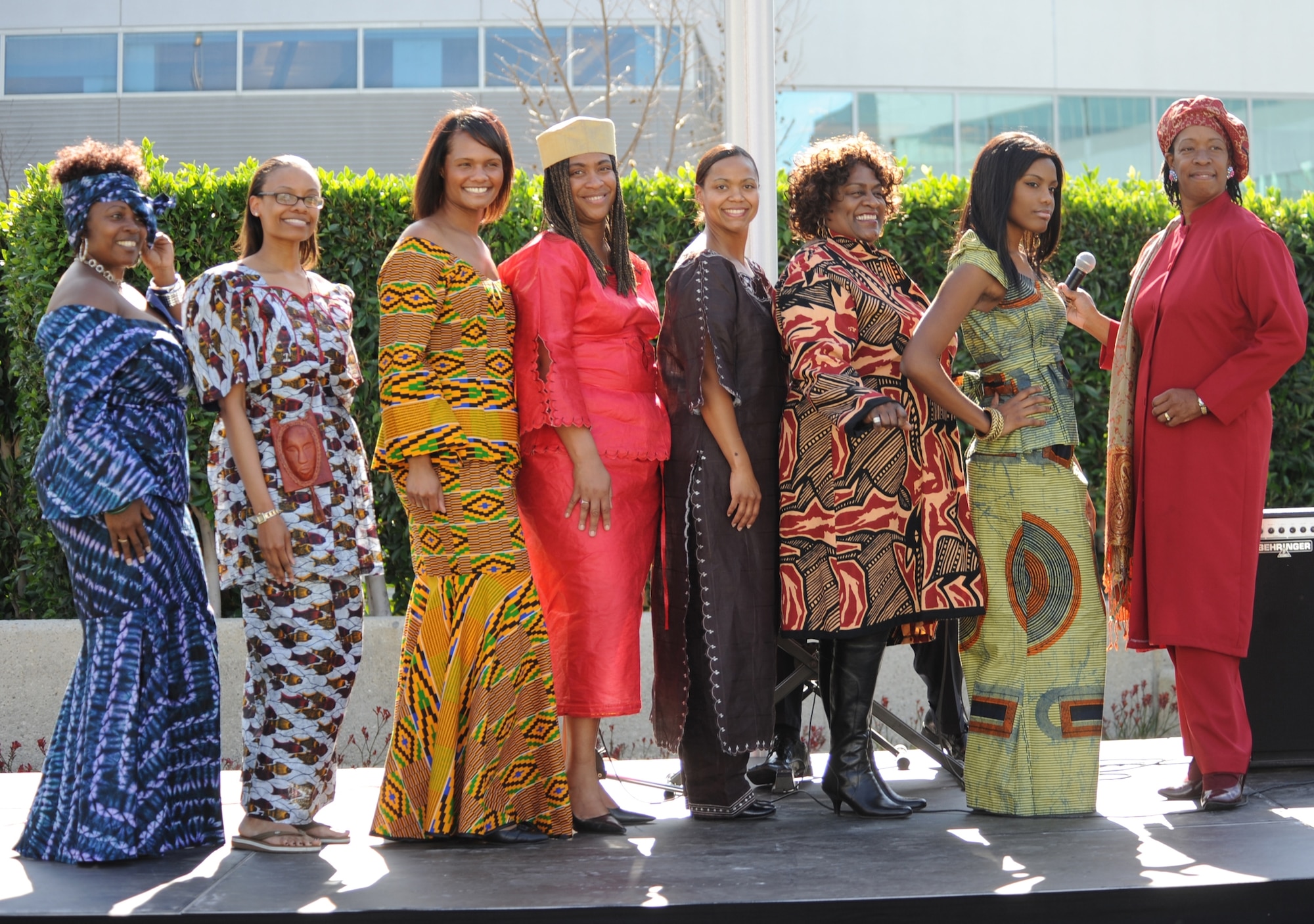 Queen Amena (far right) and others modeled African clothing, Jan 20. The fashion show was one of many activities held Jan. 20 and 21 at Los Angeles Air Force Base to honor Dr. Martin Luther King Jr. (Photo by Atiba S. Copeland)