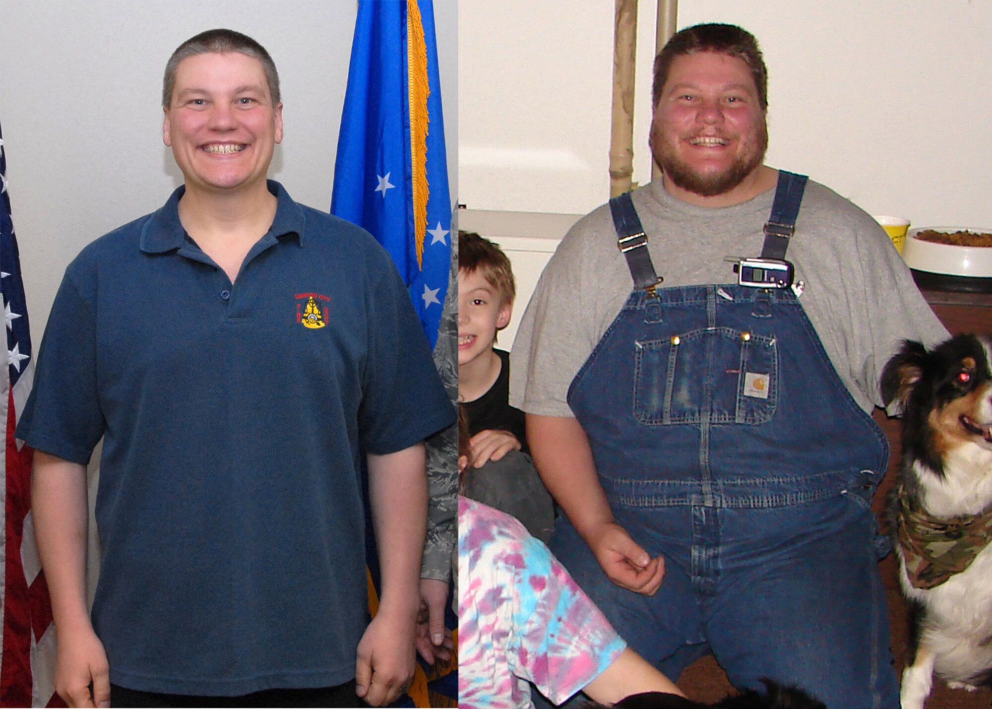 Derrick Bell, a 38-year-old, husband and father of two, shed more than 115 pounds to meet the Air Force Reserve physical standards of enlistment.  Bell enlisted in the Air Force Reserve Jan. 15.  A lifelong resident of Anchorage, Alaska, Bells works for the Anchorage School District as a Senior Warehouse Specialist.  Bell will be a Crew Chief on the F-22A Raptor assigned to the 477th Aircraft Maintenance Squadron.  (Photo Illustration by Staff Sgt. Rhiannon Willard) 
