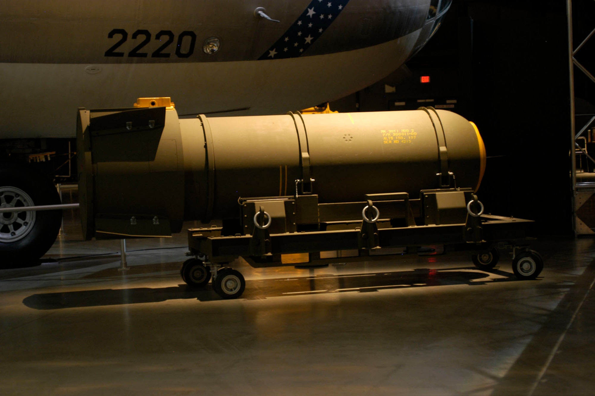 DAYTON, Ohio - The MK39 nuclear bomb on display in the Cold War Gallery at the National Museum of the U.S. Air Force. (U.S. Air Force photo)