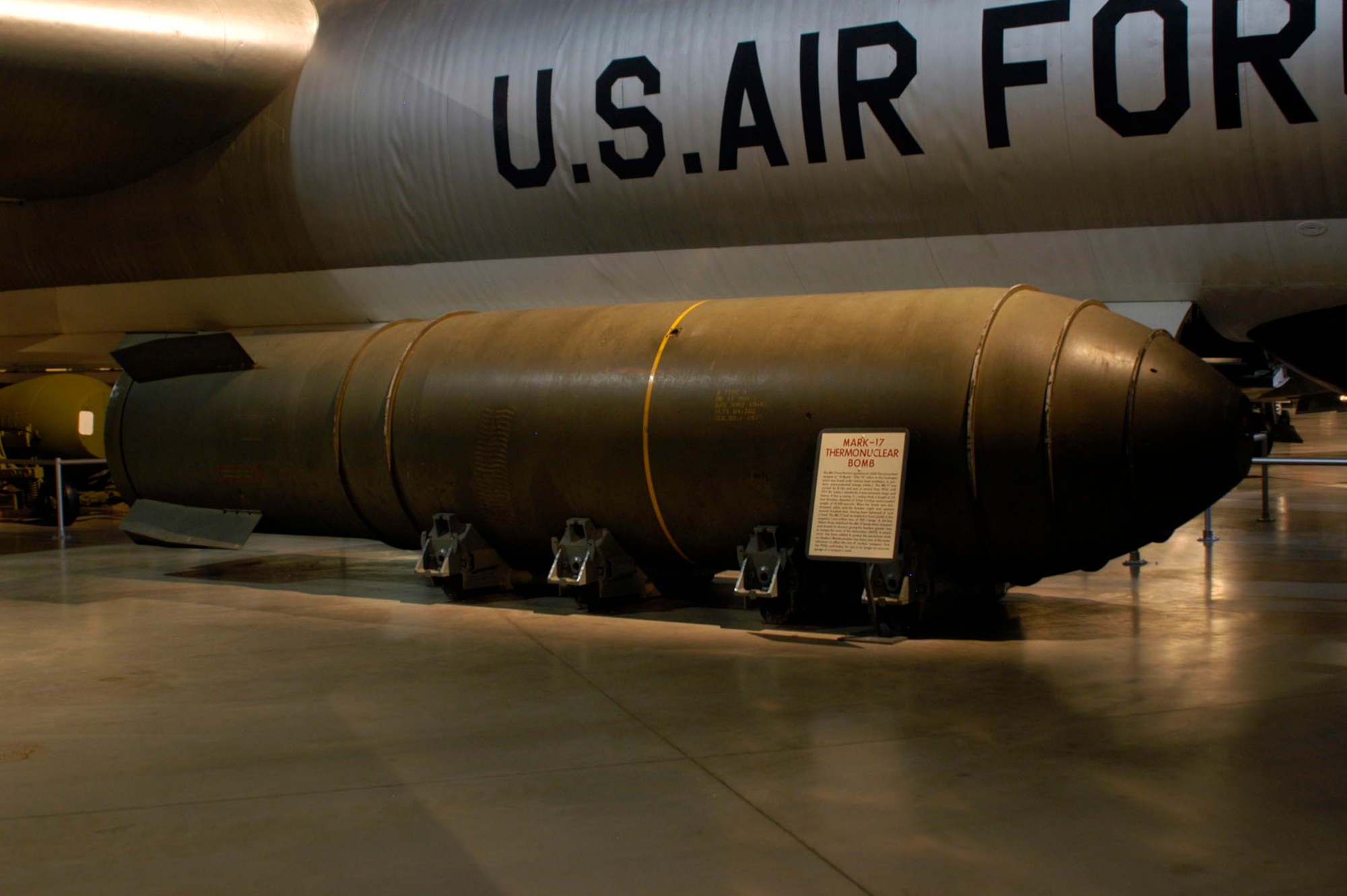 DAYTON, Ohio - The Mark-17 Thermonuclear bomb on display in the Cold War Gallery at the National Museum of the U.S. Air Force. (U.S. Air Force photo)