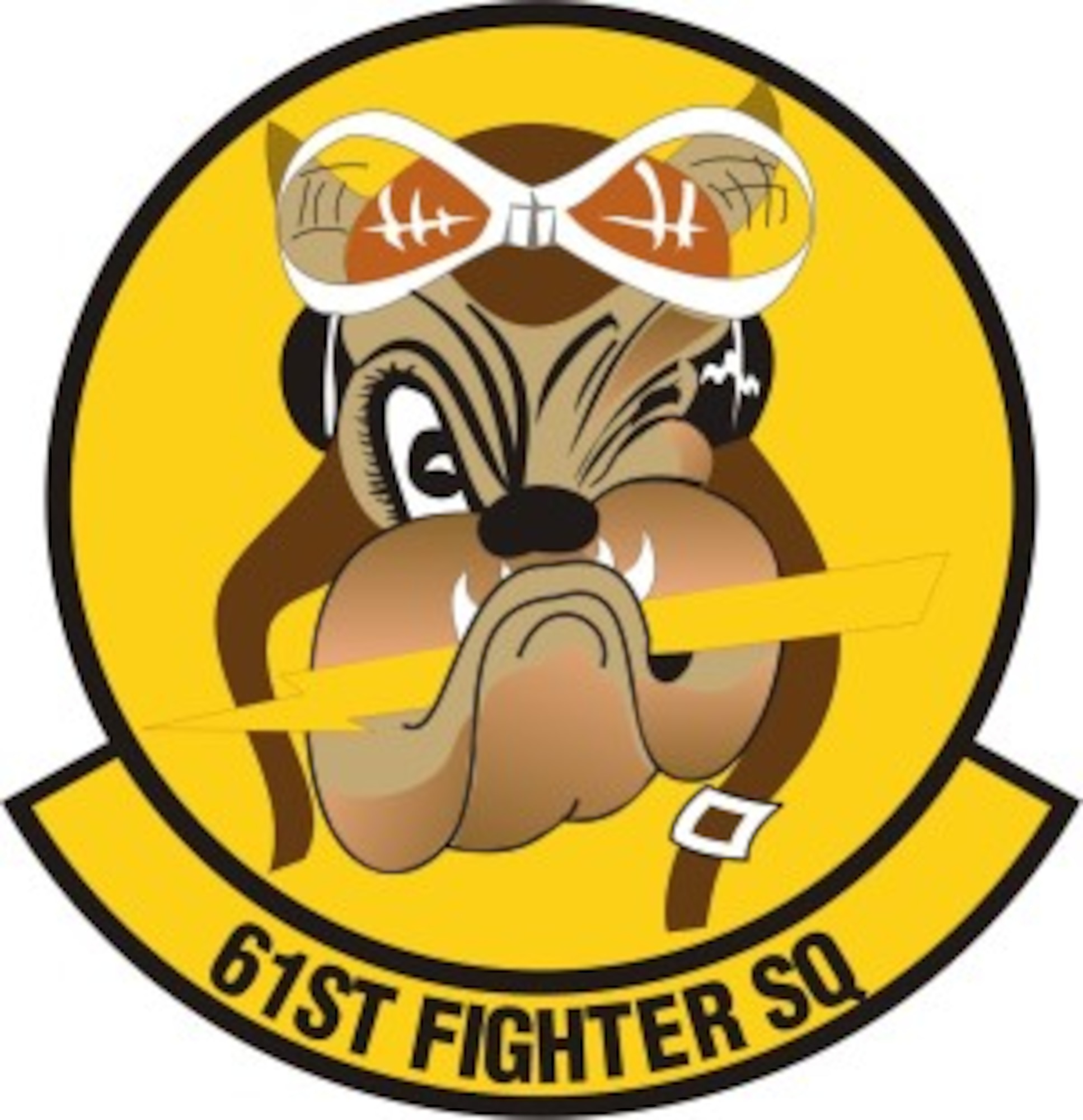The 61st Pursuit Squadron (Interceptor) was constituted Nov. 20, 1940.  It was activated Jan. 15, 1941, in Savannah, Ga., training in P-39 Aircobra and P-40 Warhawks.  The 61st later moved to Charlotte, N.C., in May 1941 and again to Charleston, S.C., in December 1941, to help defend the East Coast.In November 1942, P-47 dive test pilots achieved 725 mph, faster than the speed of sound.  In 1944, it was recognized as the first fighter squadron in the European theater to score over 100 victories.  During 1943 to 1945, the 61st produced 19 Aces, the highest of any squadron in Europe, destroying 248 aircraft in the air and 67.5 aircraft on the ground.  It was deactivated October 1945 at Camp Kilmer, NJ and reactivated at Selfridge Field, MI training in P-47's while transitioning to P-51 Mustangs.  In April 1950, the 61st transitioned to the F-80 Shooting Star and later was the first squadron to fly the F-86A Sabre.  The 61st was deactivated July 25, 1960, at Truax Field, WI flying the F-102 Delta Dagger.  In June 1975, the 61st was reactivated at MacDill AFB, Fla., flying the F-4 Phantom (later the F-4D).  In April 1980, the flying mission changed to the F-16 A/B Fighting Falcon.  The 61st transitioned in June 1988 to flying the F-16 C/D and the squadron was deactivated at MacDill AFB in January 1994.  The squadron was reactivated on April 1, 1994 at Luke AFB, Ariz., replacing the former 314th Fighter Squadron flying the F-16 C/D Fighting Falcon.  The squadron's current mission is to train the best F-16 pilots in the world. Their nickname is "Top Dogs."

