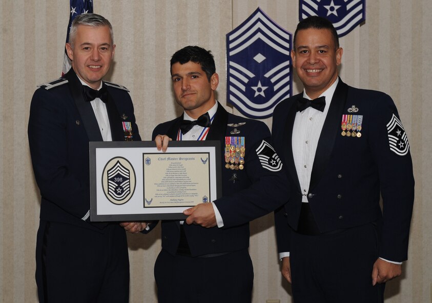 MOODY AIR FORCE BASE, Ga. -- Members recently selected for promotion to the rank of chief master sergeant pose for photos with Moody leadership and their family members during the Chief's Recognition Ceremony here Jan. 17. (U.S. Air Force photo by Senior Airman Gina Chiaverotti)