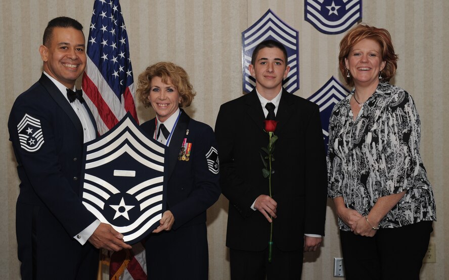 MOODY AIR FORCE BASE, Ga. -- Members recently selected for promotion to the rank of chief master sergeant pose for photos with Moody leadership and their family members during the Chief's Recognition Ceremony here Jan. 17. (U.S. Air Force photo by Senior Airman Gina Chiaverotti)