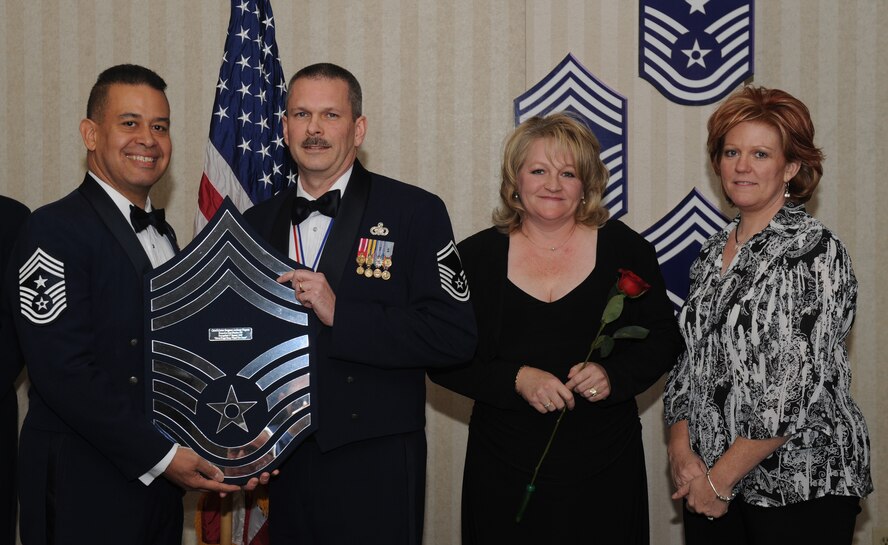 MOODY AIR FORCE BASE, Ga. -- Members recently selected for promotion to the rank of chief master sergeant pose for photos with Moody leadership and their family members during the Chief's Recognition Ceremony here Jan. 17. (U.S. Air Force photo by Senior Airman Gina Chiaverotti)