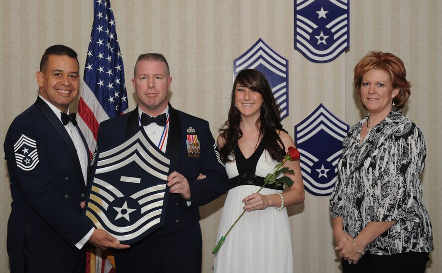 MOODY AIR FORCE BASE, Ga. -- Members recently selected for promotion to the rank of chief master sergeant pose for photos with Moody leadership and their family members during the Chief's Recognition Ceremony here Jan. 17. (U.S. Air Force photo by Senior Airman Gina Chiaverotti)