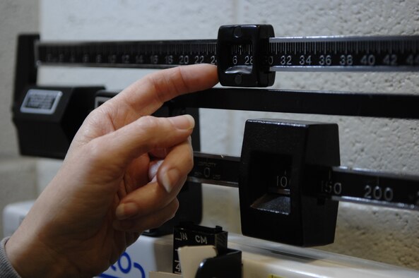 The Bellamy Fitness Center's "Biggest Loser" competition began with initial weigh-ins for participants here, Jan.12. Seventy members from Ellsworth registered as participants of the competition, which concludes Mar. 10. (U.S. Air Force photo/Airman 1st Class Abigail Klein)