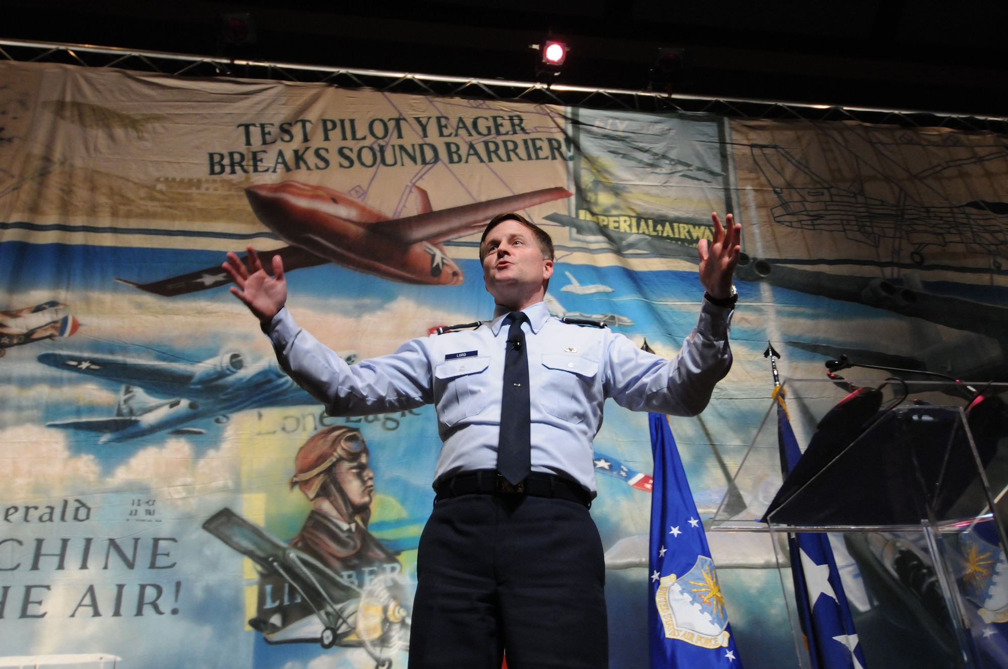 Maj. Gen. William T. Lord, Commander of Air Force Cyberspace Command (P), addresses the Symposium luncheon Jan. 15.