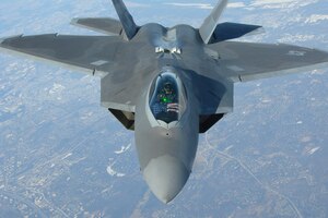 LANGLEY AIR FORCE BASE, Va -- Capt. Brian Stahl, 94th Fighter Squadron F-22A Raptor pilot, secures airspace over the Inauguration Day events during an Operation Noble Eagle mission Jan 20. Langley pilots secured the skies while President Barack Obama was sworn into office as the 44th president of the United States. (U.S. Air Force courtesy photo)