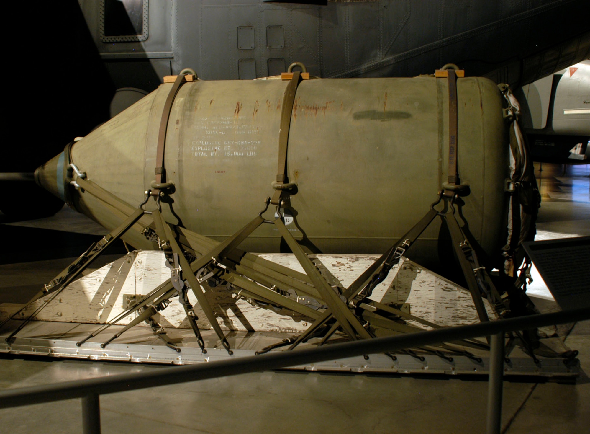 DAYTON, Ohio - The BLU-82/B on display in the Cold War Gallery at the National Museum of the U.S. Air Force. (U.S. Air Force photo)