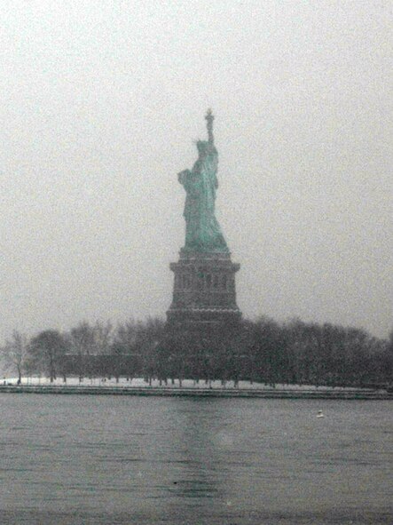 The Statue of Liberty is shown looking out into New York Harbor Jan. 19, 2009.  This view was taken from Liberty State Park in Jersey City, N.J.  (U.S. Air Force Photo/Tech. Sgt. Scott T. Sturkol)