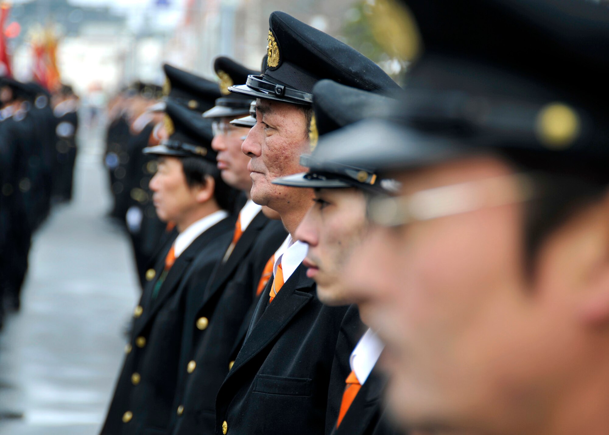 MISAWA CITY, Japan -- Misawa City firefighters form up prior to the Misawa City Fire Department New Year ceremony Jan. 18, 2009. More than 350 firefighters participated in the ceremony. (U.S. Air Force photo by Senior Airman Chad Strohmeyer)