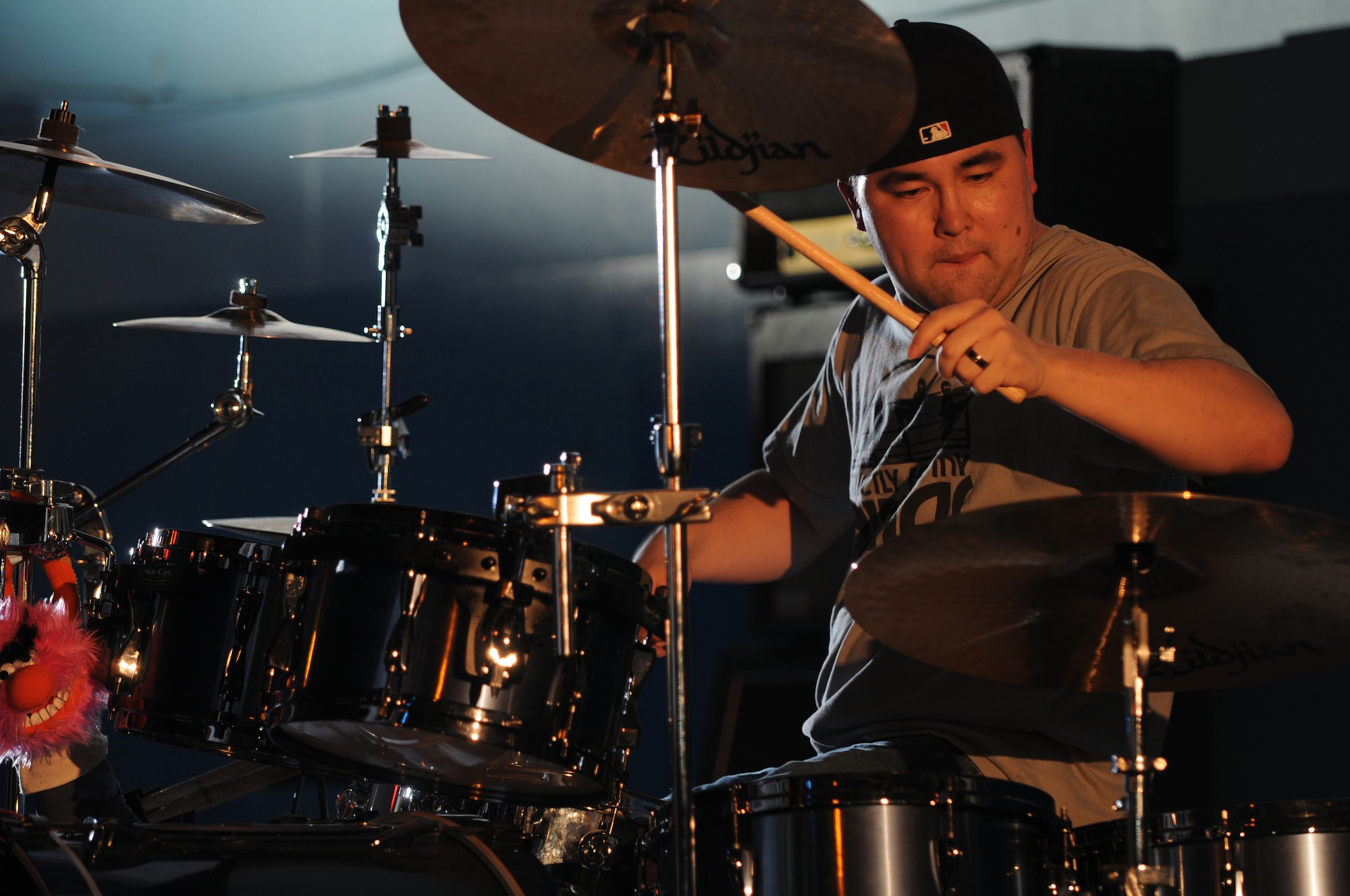 The drummer from the band Lemonade Sandwich performs at the Battle of the Bands event Jan. 16, 2009, on Ramstein Air Base. The event was sponsored by Armed Forces Against Drunk Driving. (U.S. Air Force photo by Senior Airman Nathan Lipscomb)