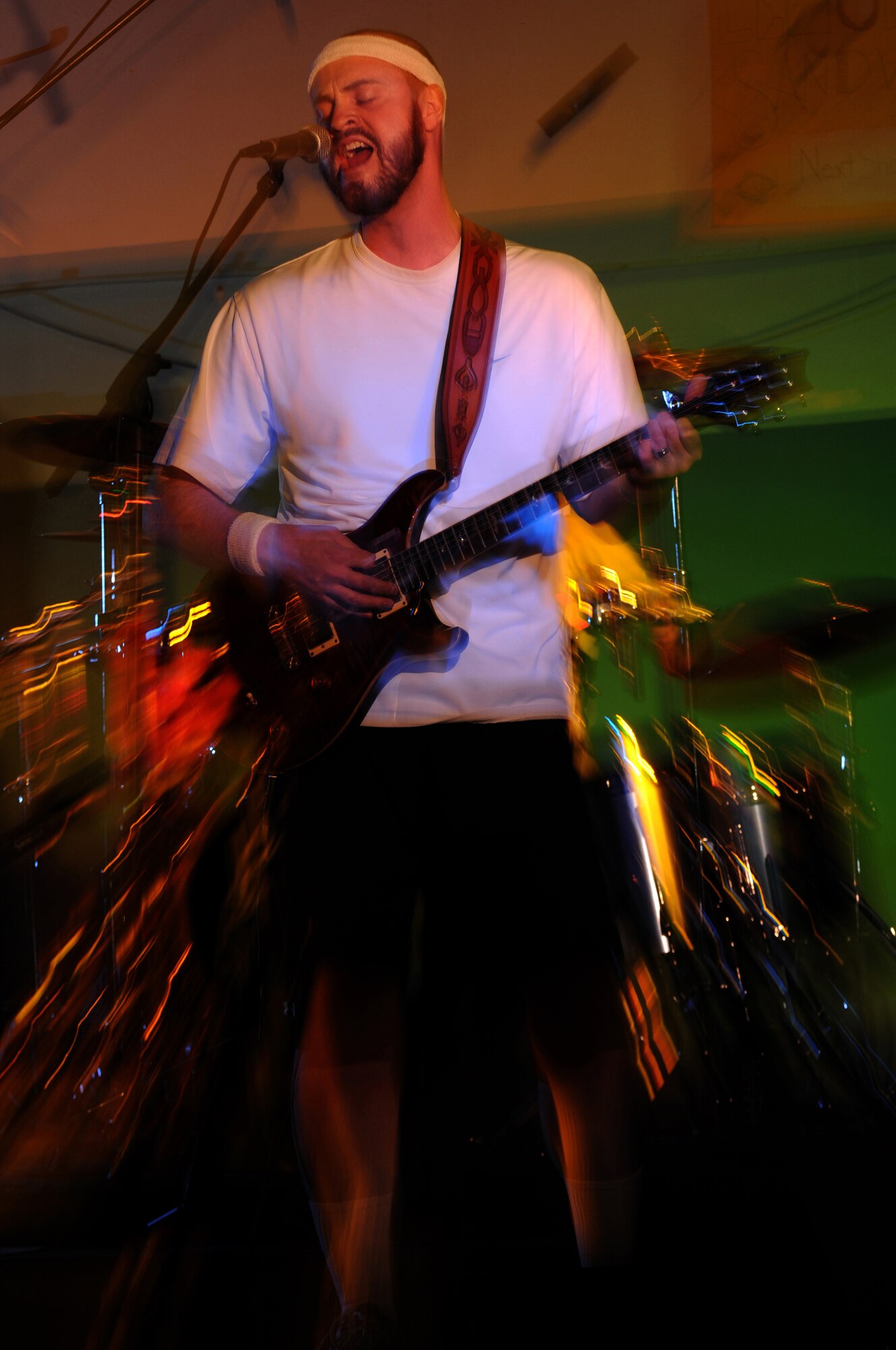 The lead vocalist from the band Lemonade Sandwich performs at the Battle of the Bands event Jan. 16, 2009, on Ramstein Air Base. The event was sponsored by Armed Forces Against Drunk Driving. (U.S. Air Force photo by Senior Airman Nathan Lipscomb) 