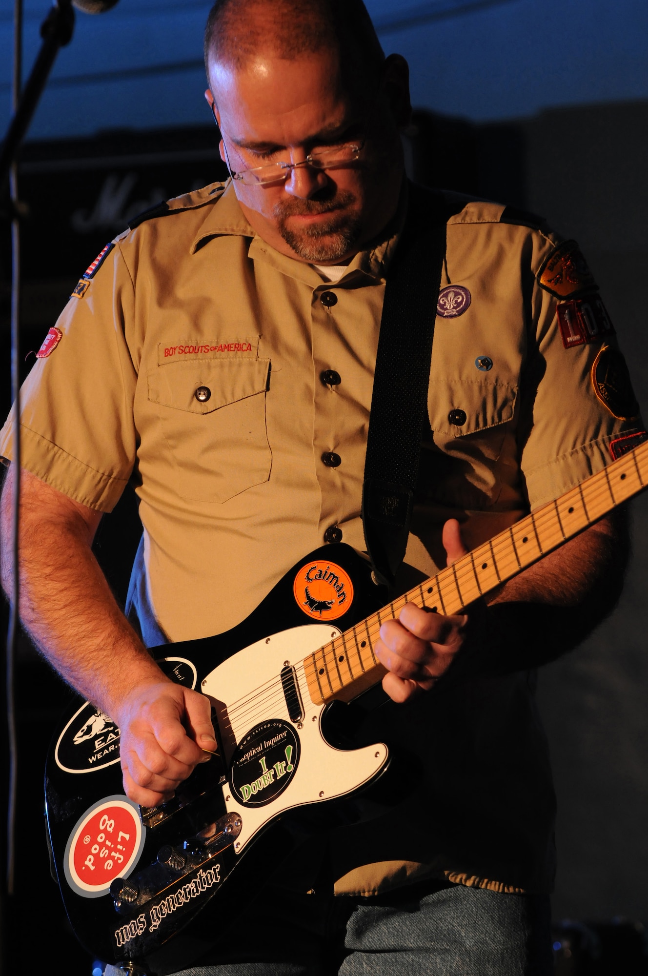 The guitarist from the band Lemonade Sandwich performs at the Battle of the Bands event Jan. 16, 2009, on Ramstein Air Base. The event was sponsored by Armed Forces Against Drunk Driving. (U.S. Air Force photo by Senior Airman Nathan Lipscomb) 