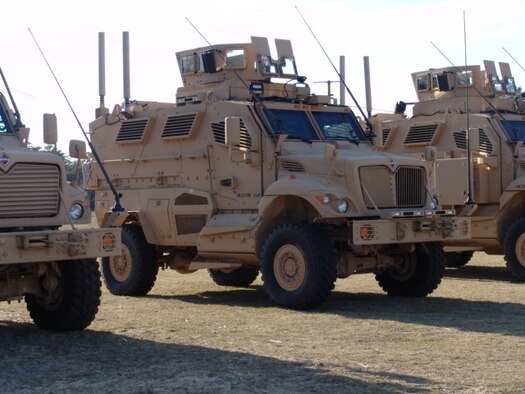 The Ground Combat Training Squadron recently acquired 10 Mine Resistant Ambush Protected (MRAP) armored fighting vehicles.  These vehicles, designed to survive IED attacks and ambushes, add another dimension to the curriculum of the squadron's schoolhouse. (USAF photo/Lois Walsh)                                