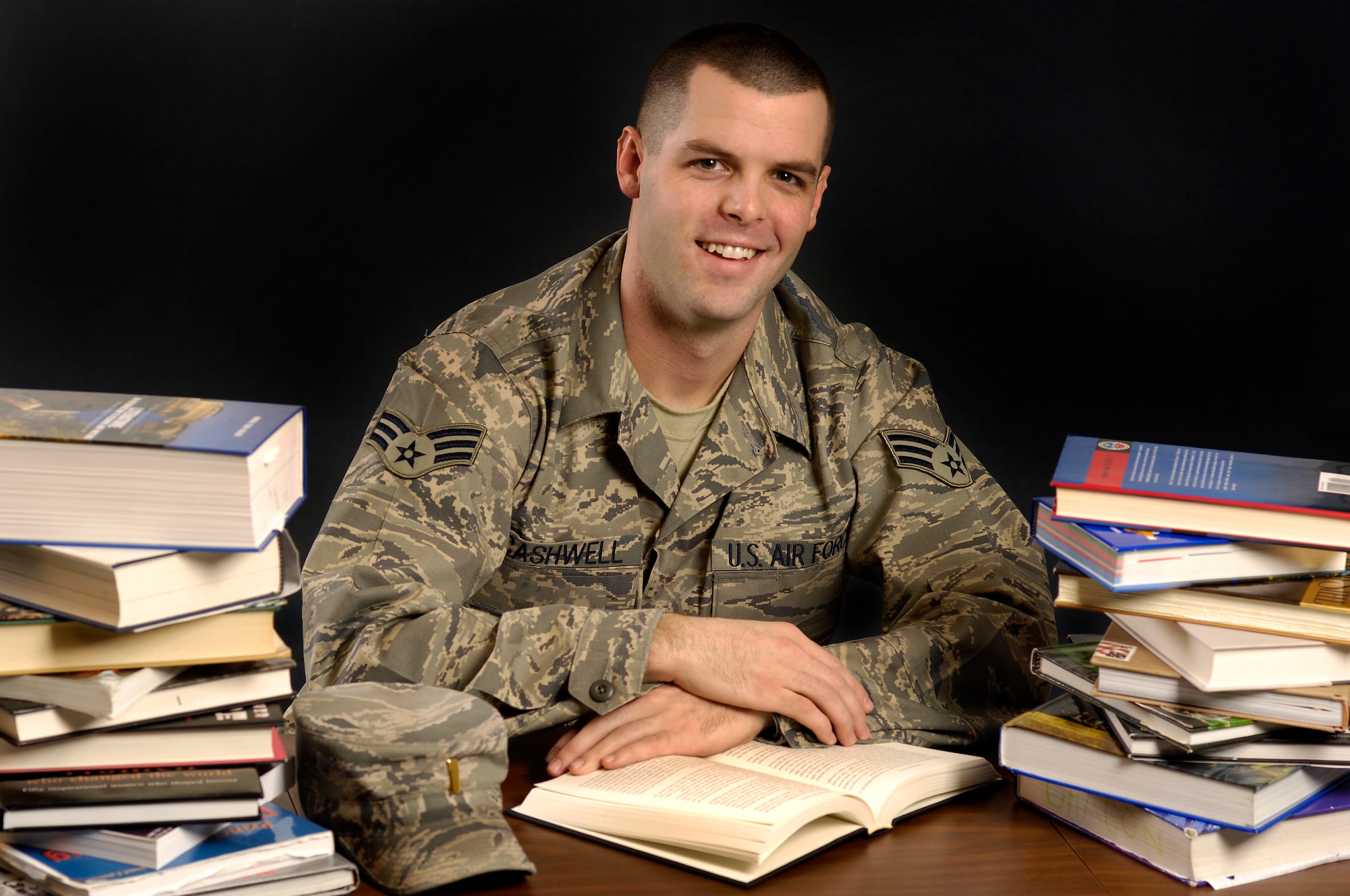 Senior Airman James Cashwell, U.S. Air Force Honor Guard, recently received the news that he was accepted into the Scholarships for Outstanding Airmen to ROTC program. The SOAR program will allow Airman Cashwell to separate for the Air Force while he finishes his degree in international business at the University of North Carolina at Charlotte and then will be commissioned as a second lieutenant in the U.S. Air Force. (U.S. Air Force photo by Senior Airman Tim Chacon)