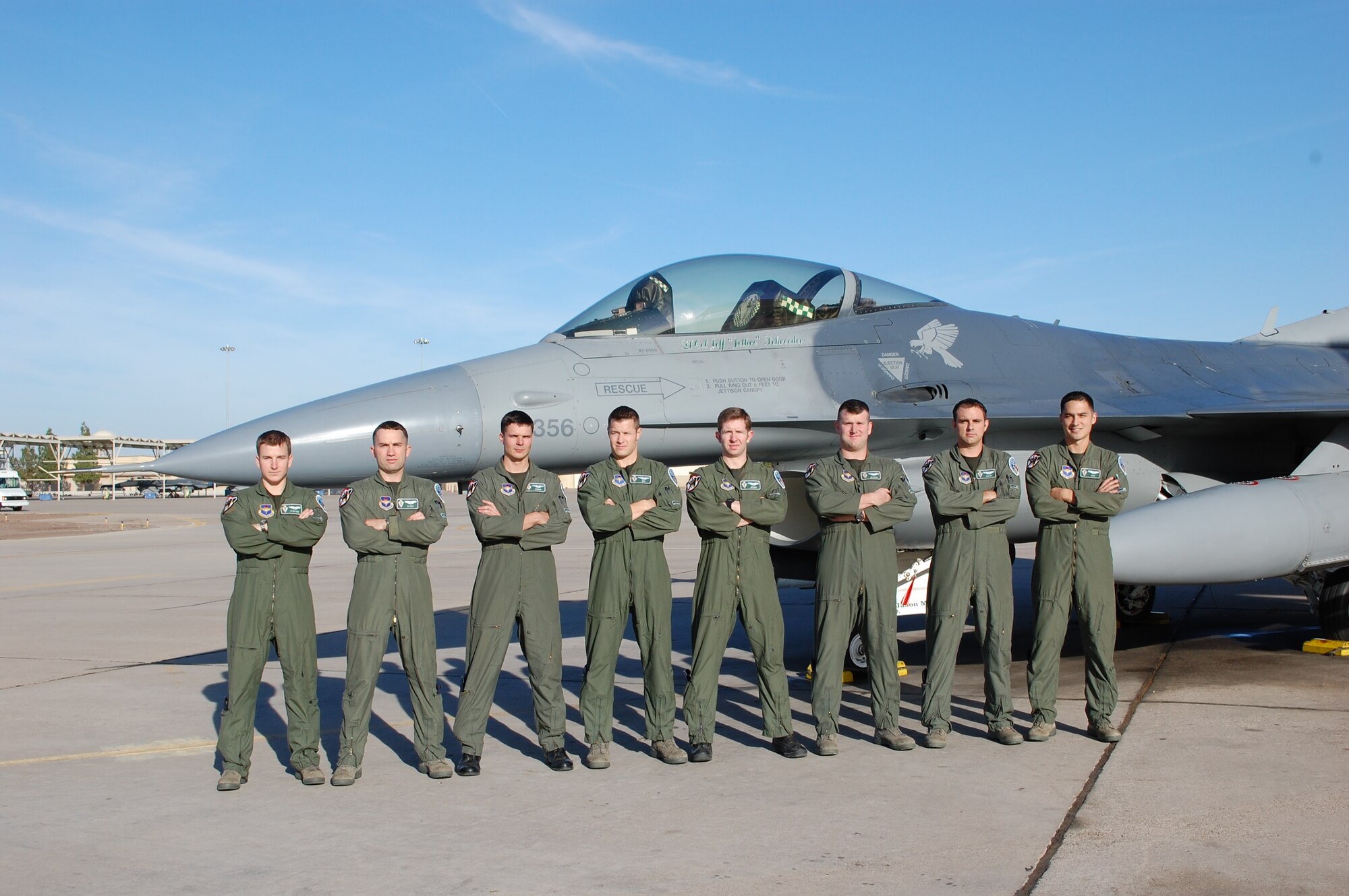 Members of the 308th graduating class GBG-08 are from left: Capts. Eric Gorney, Tom Nelson, Tim Riley and Ryan Ley; 1st Lt. David Kroontje; Capt. Frank Beaudoin; and 1st Lts. Clayton Bailey and Tommy Werner.  (U.S. photo/ Capt. Tom Nelson.)