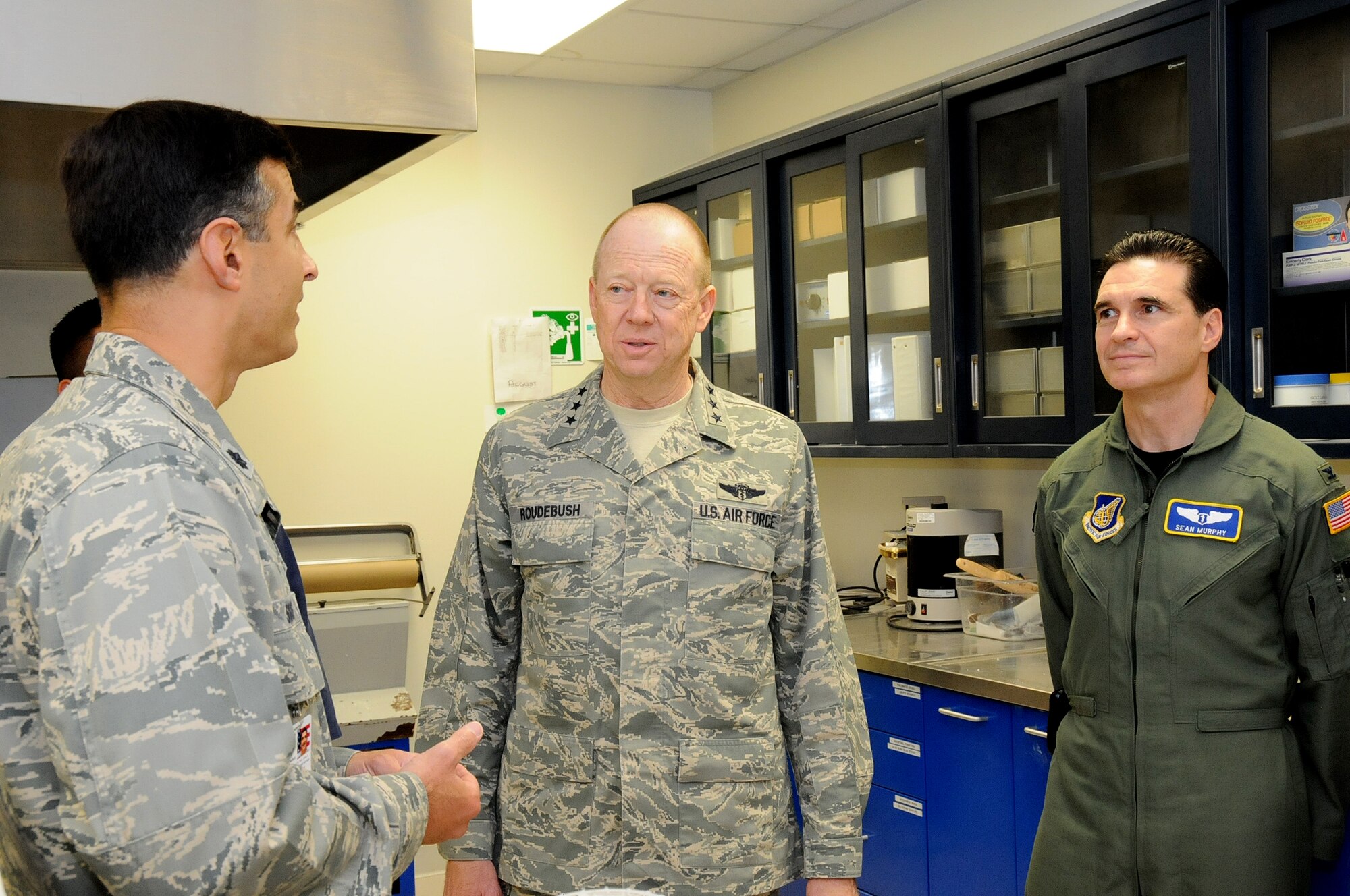 ANDERSEN AIR FORCE BASE, Guam - Lt. Col. Jesus Sojo briefs Lt. Gen. James Roudebush on the capabilities of the dental clinic during a site visit here Jan. 23. (U.S. Air Force photo by Senior Airman Nichelle Griffiths)