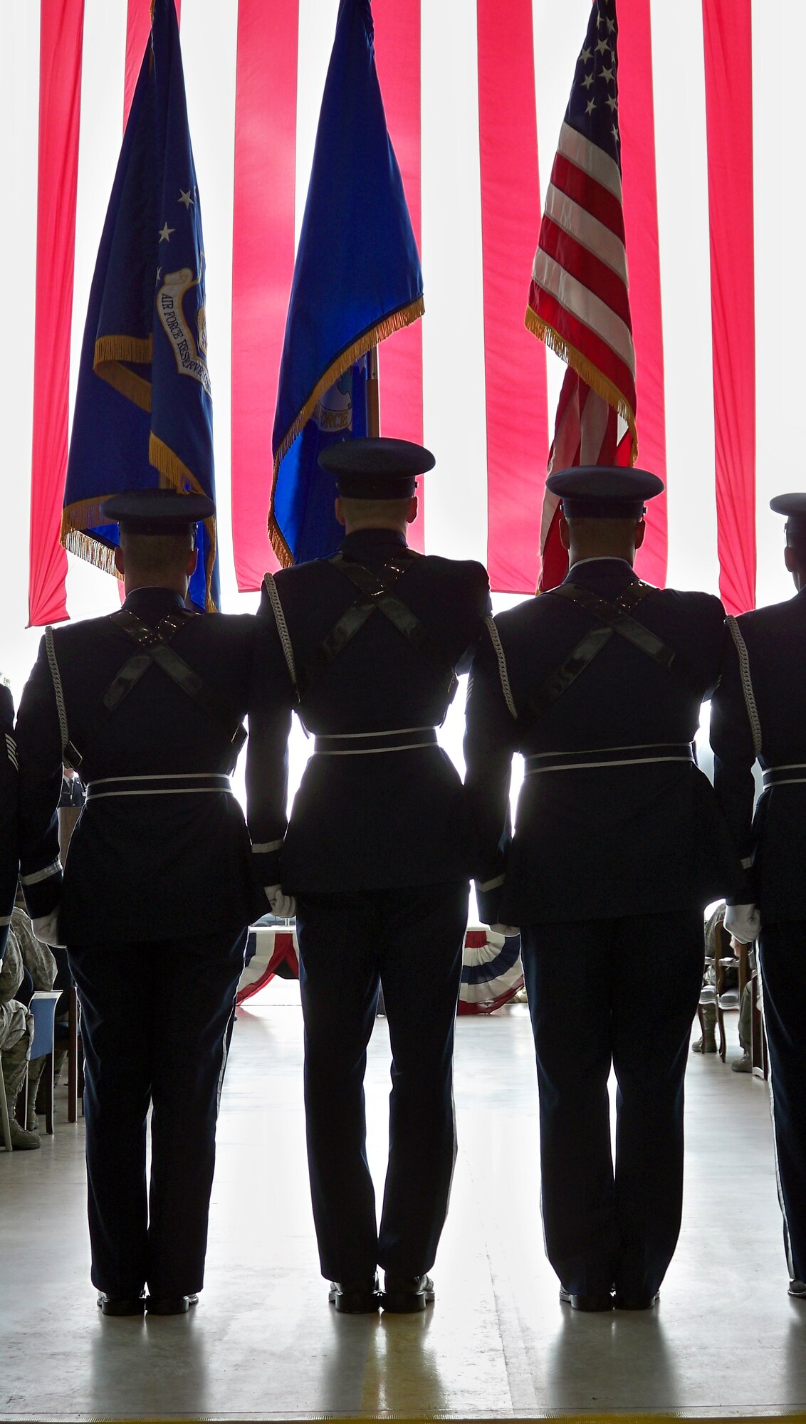 March Field "Blue Eagles" Honor Guard presents the colors to kick off the change of command and retirement ceremony for Maj. Gen. Robert E. Duignan, Commander, Headquarters 4th Air Force, March ARB, Calif., January 25, 2009.  (U.S. Air Force photo/Master Sgt. Linda E. Welz) (released)