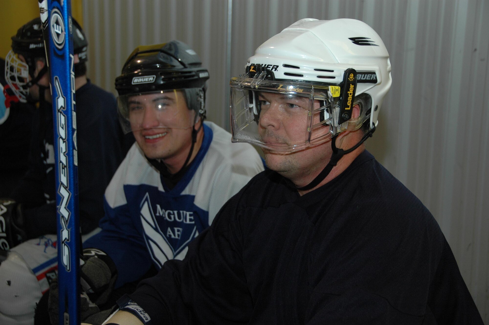 MCGUIRE AIR FORCE BASE, N.J. -- McGuire All-Stars recently practice during a pick-up game at a local rink in preparation for the second annual charity ice hockey match against the Dover Air Force Base All-Stars set for Jan. 31 at the Wachovia Spectrum in Philadlephia. (U.S. Air Force photo/Master Sgt. Donna T. Jeffries)