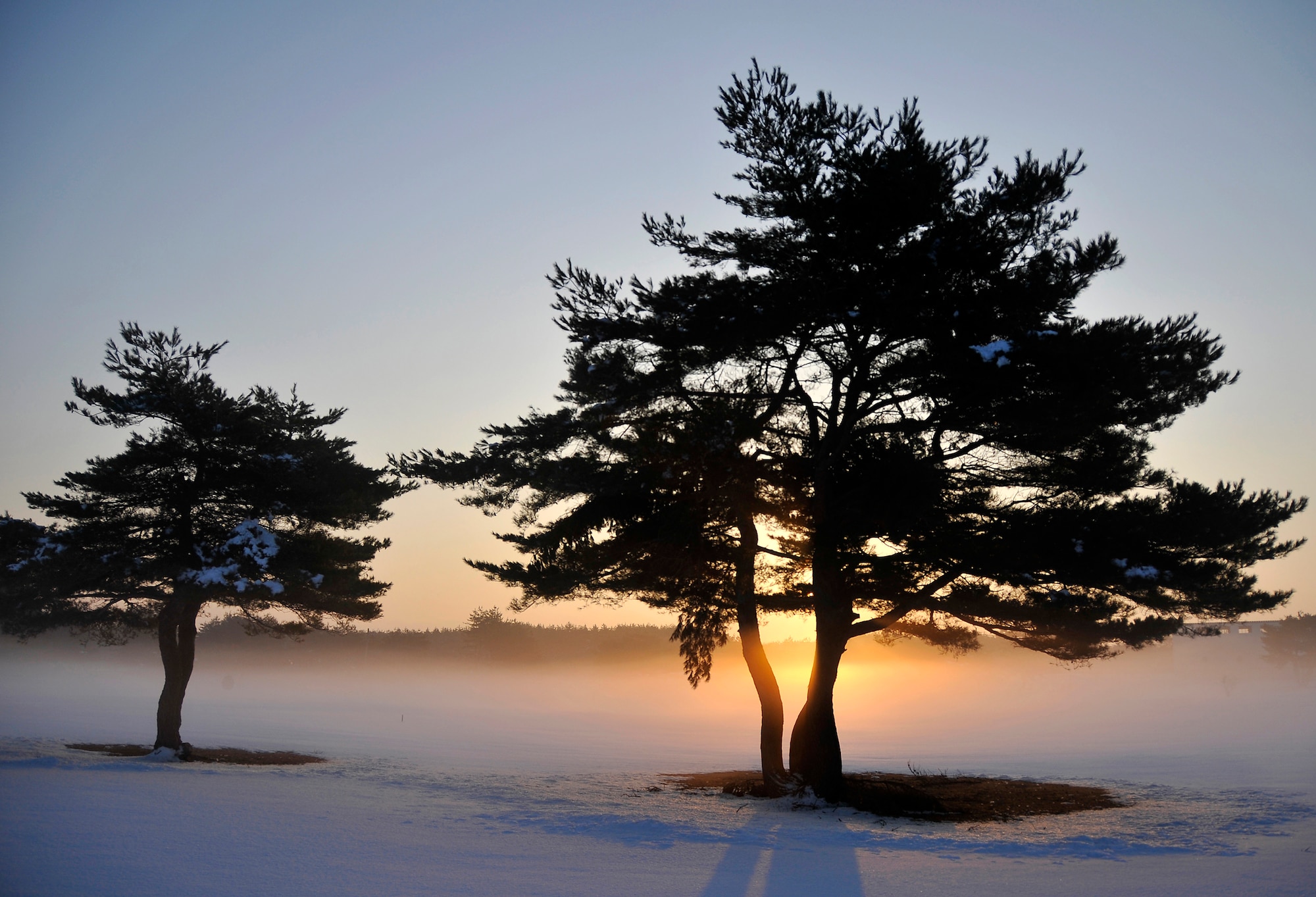 MISAWA AIR BASE, Japan -- The sun rises over the fog on the Misawa Air Base golf course, Jan. 22, 2009.  the fog is usually a lot thicker near the golf course with Lake Ogawara nearby.  (U.S. Air Force photo by Senior Airman Chad Strohmeyer)