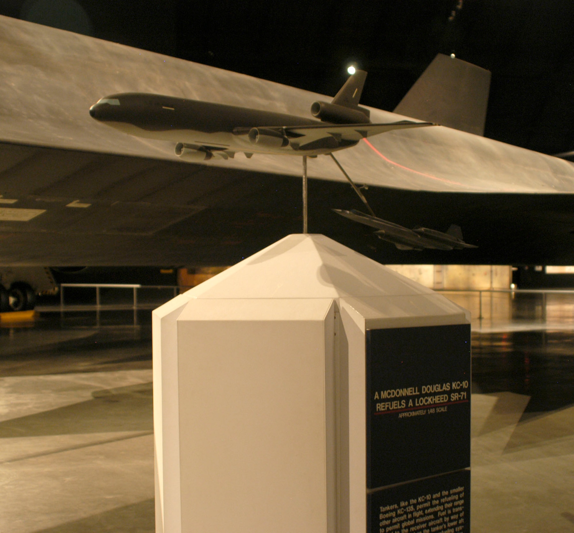 DAYTON, Ohio - Exhibit of a KC-10 refueling the SR-71 on display in the Cold War Gallery at the National Museum of the U.S. Air Force. (U.S. Air Force photo)