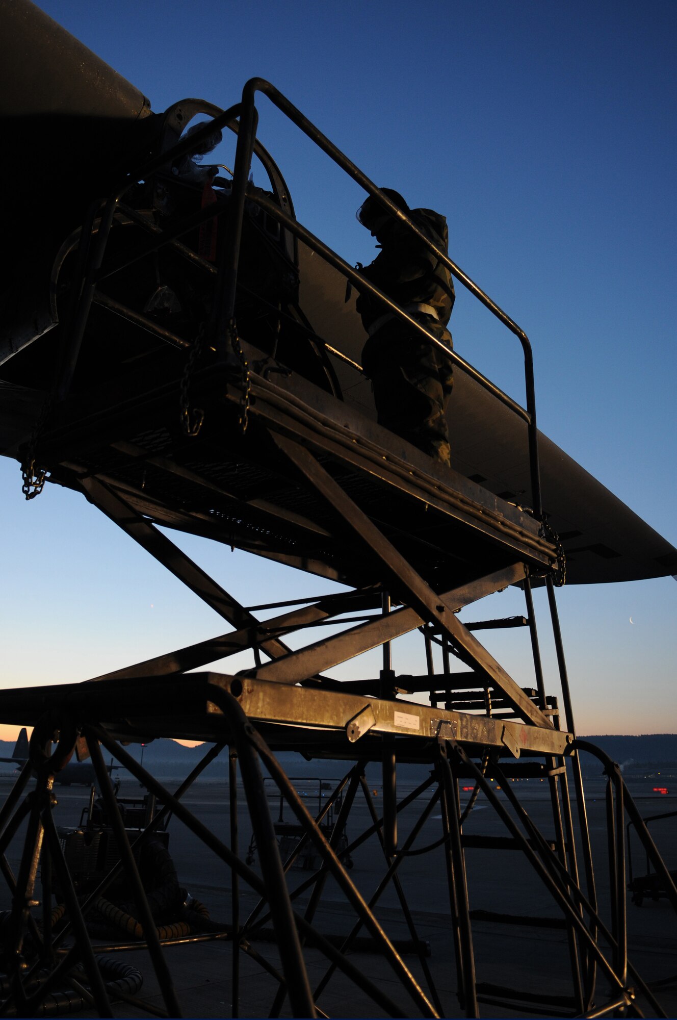 Senior Airman Jerry Tolbert, an 86th Aircraft Maintenance Squadron maintainer, works on a C-130 Hercules Jan. 22, 2009, at Ramstein Air Base. (U.S. Air Force photo by Airman 1st Class Caleb Pierce) 