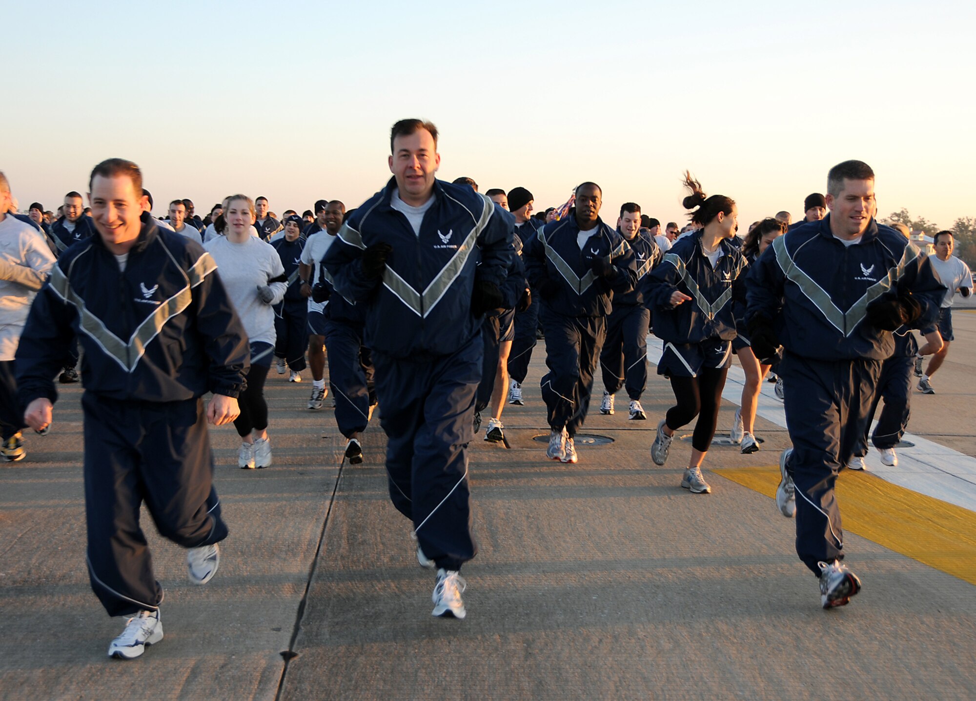 Team Keesler kicked off Wingman Day with a morning run on the flight line, Jan. 22.  (U.S. Air Force photo by Kemberly Groue)