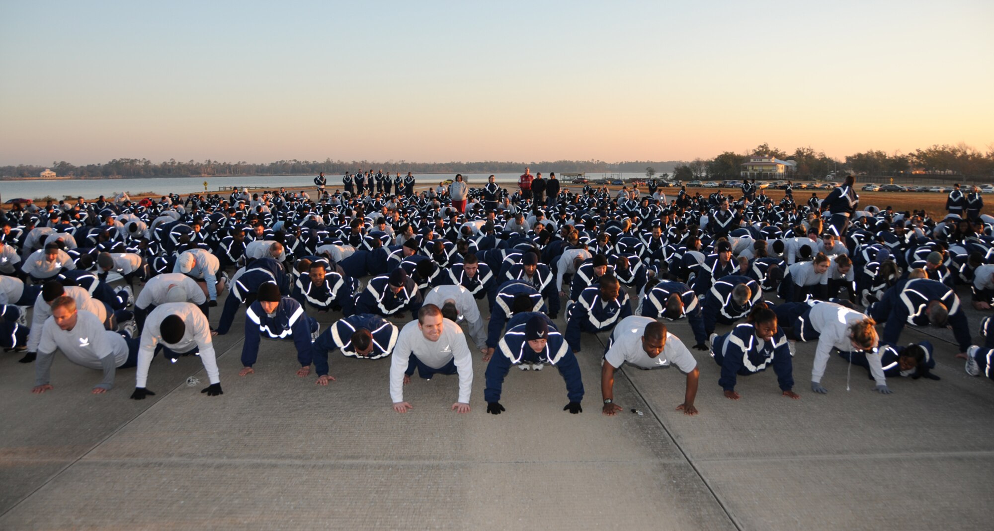 Team Keesler kicked off Wingman Day with a morning run on the flight line, Jan. 22.  (U.S. Air Force photo by Kemberly Groue)