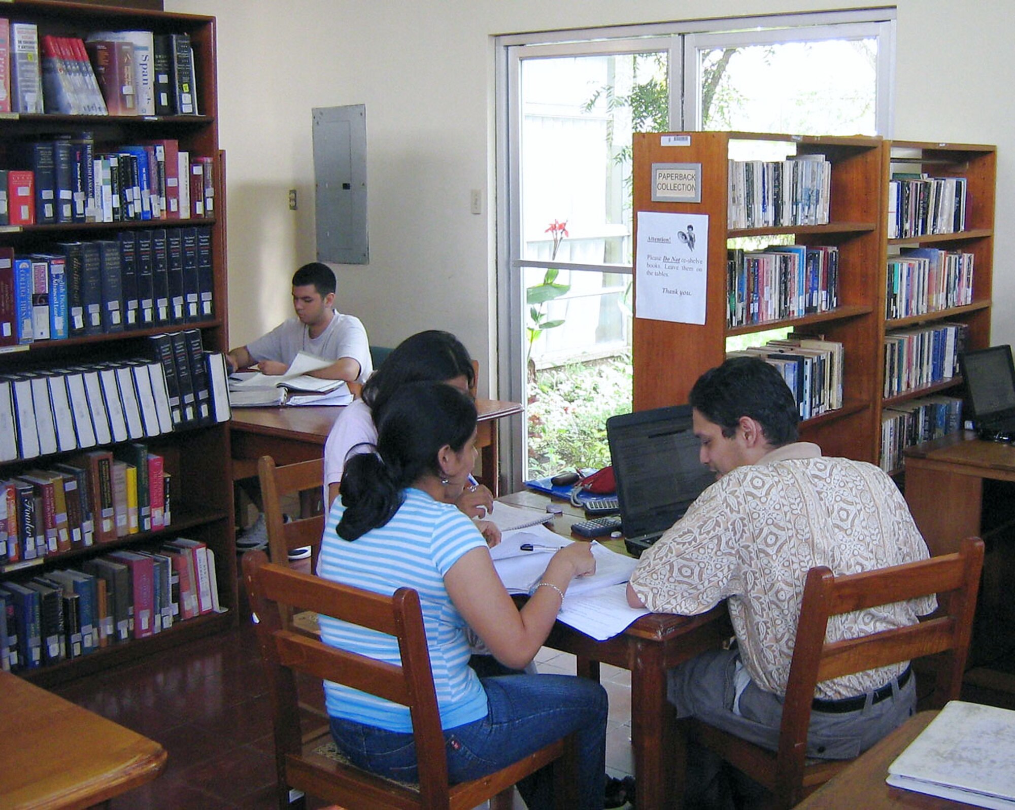 Students study in the Ave Maria University, Latin American Campus Jan. 21 in San Marcos, Carazo, Nicarauga. The university is building a new library and a C-17 Globemaster III  aircrew of the Air Force Reserve's 326th Airlift Squadron from Dover Air Force Base, Del., delivered 18,000 pounds of humanitarian cargo consisting of desks, chairs, file cabinets and books to the Managua International Airport, Nicarauga. (Courtesy photo) 
