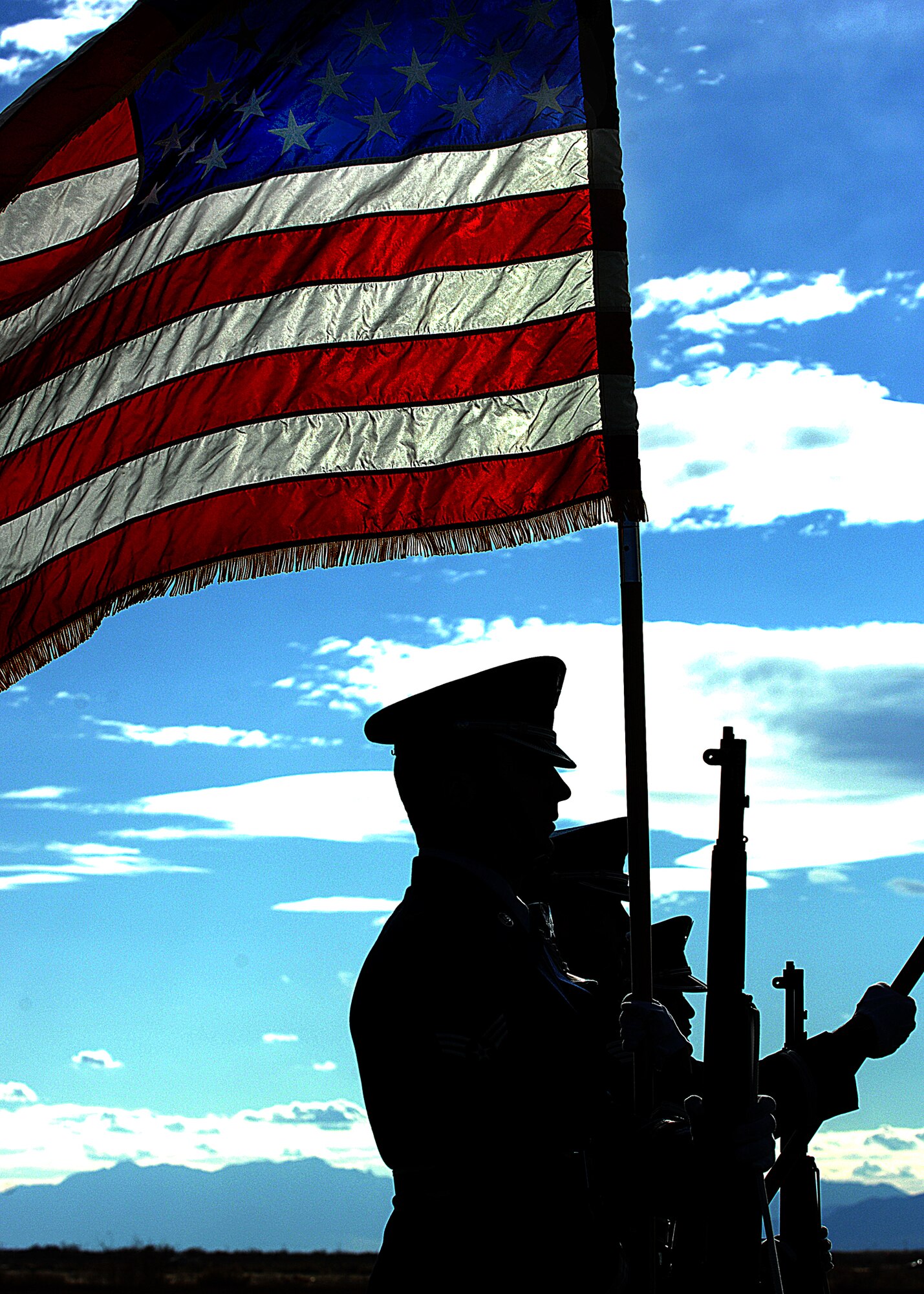 Steel Talons Honor Guard members post the colors at the beginning of the 49th Mission Support Group annual awards formation ceremony, Jan. 23, at Holloman Air Force Base, N.M.
(U.S. Air Force photo/ Senior Airman Anthony Nelson Jr)

