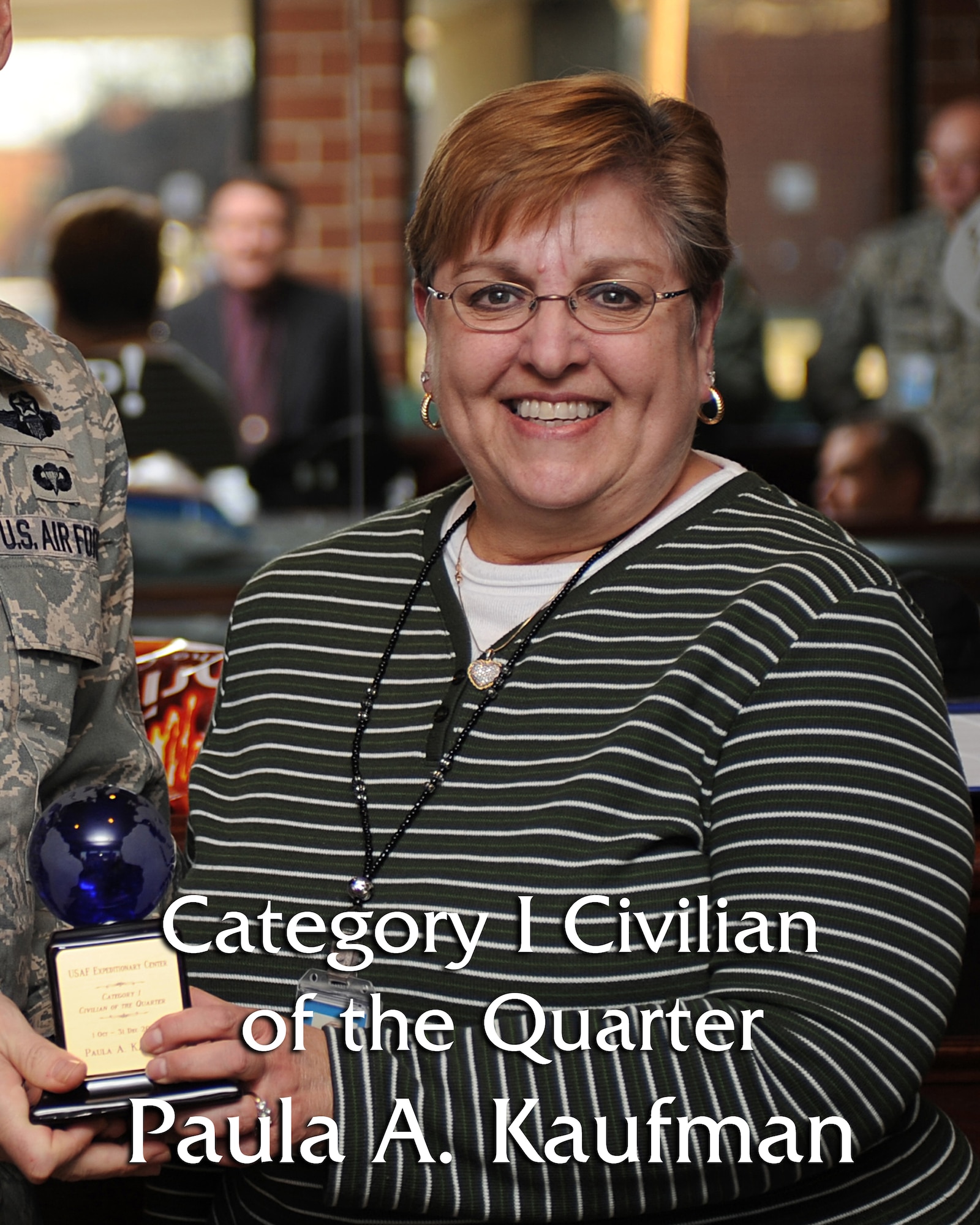 Mrs. Paula Kaufman, Mobility Operations School, was named the U.S. Air Force Expeditionary Center's Category I Civilian of the Quarter for October to December 2008. (U.S. Air Force Photo Illustration/Staff Sgt. Nathan Bevier) 
