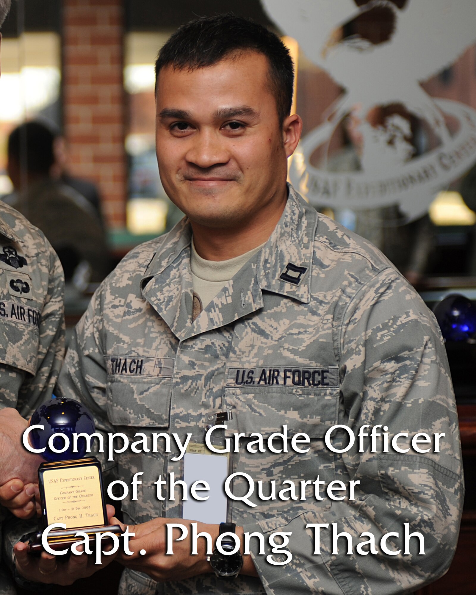 Capt. Phong Thach, 421st Combat Training Squadron, was named the U.S. Air Force Expeditionary Center's Company Grade Officer of the Quarter for October to December 2008. (U.S. Air Force Photo Illustration/Staff Sgt. Nathan Bevier)