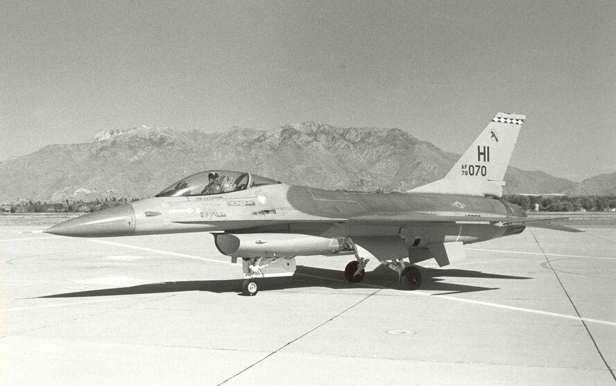 Lt. Col. James H. Fauske, 388th Tactical Fighter Wing and the 419th Tactical Air Command Advisor, taxied the F-16A 78-070 to the 419th's ramp Oct. 16, 1983. The 419th's first three F-16s were for maintenance familiarization training.