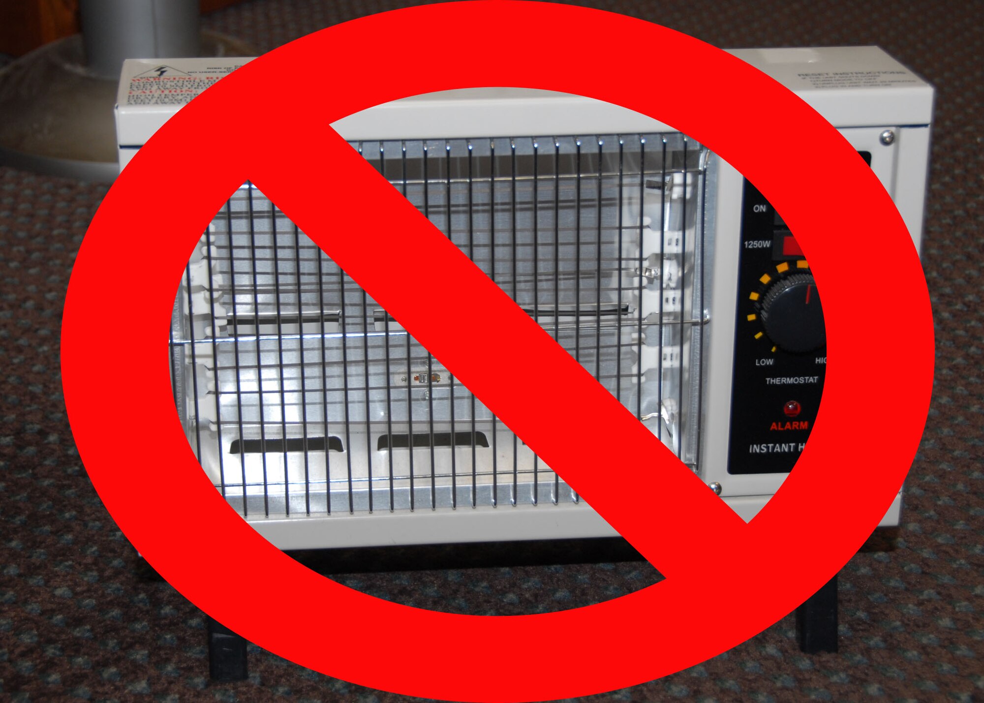 ALTUS AIR FORCE BASE, Okla. – Not using space heaters is one way to save energy and stay safe. Base personnel are encouraged to help save energy by turning off lights, unplugging appliances and conservatively using facility heating, ventalation and air conditioning systems. (U.S. Air Force Art/Airman 1st Class Marianne E. Lane)