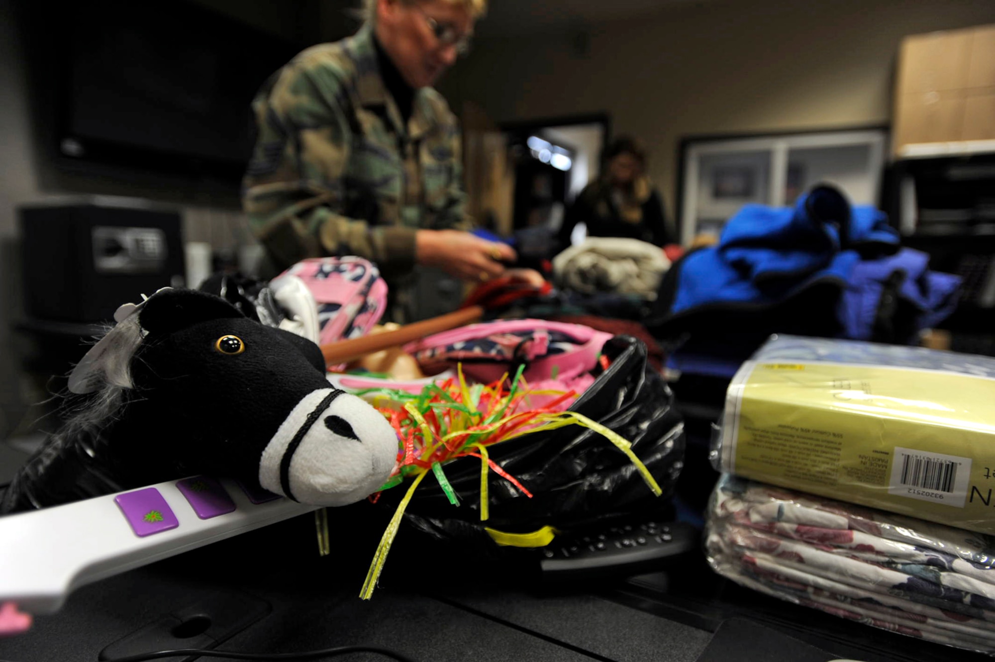 Toys were among the many items 931st Air Refueling Group members donated to a local shelter that helps domestic violence victims in the Wichita, Kan., community. The 931st Air Refueling Group is an Air Force Reserve unit at McConnell Air Force Base, Kan. (U.S. Air Force photo/Tech. Sgt. Jason Schaap)