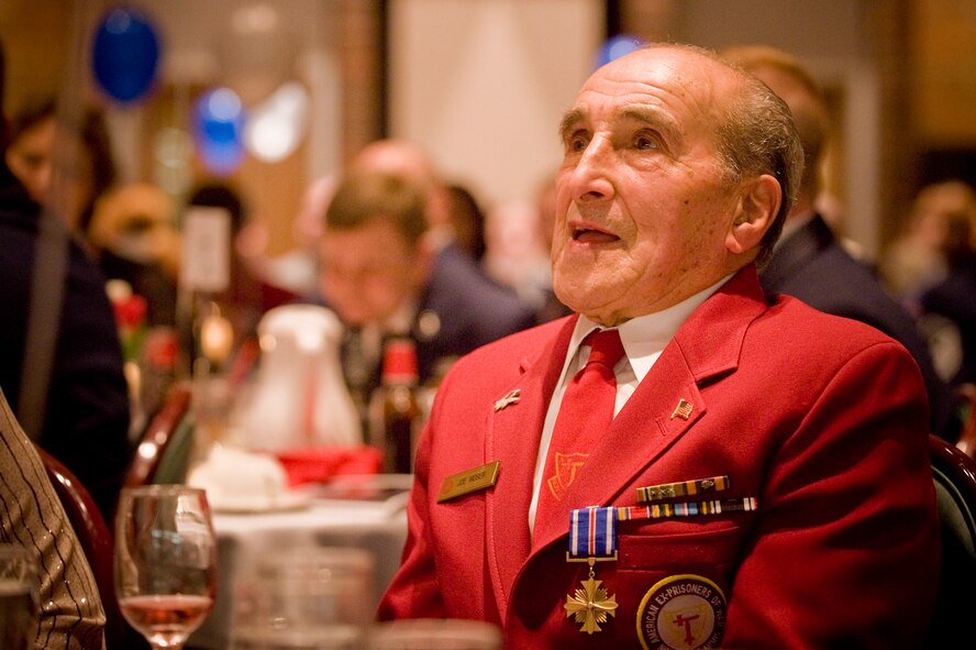 Army Air Corps veteran Joseph Moser, after receiving the Distinguished Flying Cross at McChord's Annual Awards Banquet Jan. 29. (U.S. Air Force photo/Abner Guzman)
