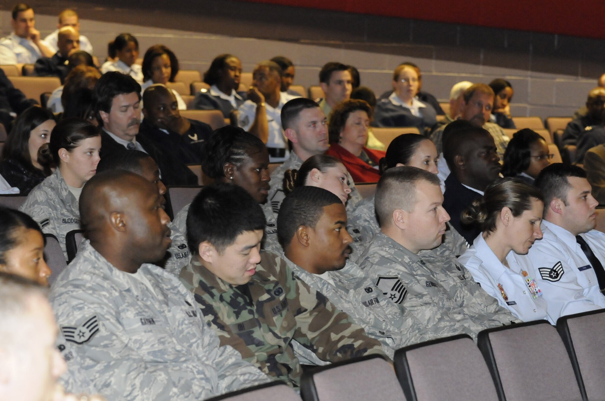 Several hundred people from Robins attended a “Spread the Word” briefing at the base theater Jan 26. U. S. Air Force photo by Sue Sapp