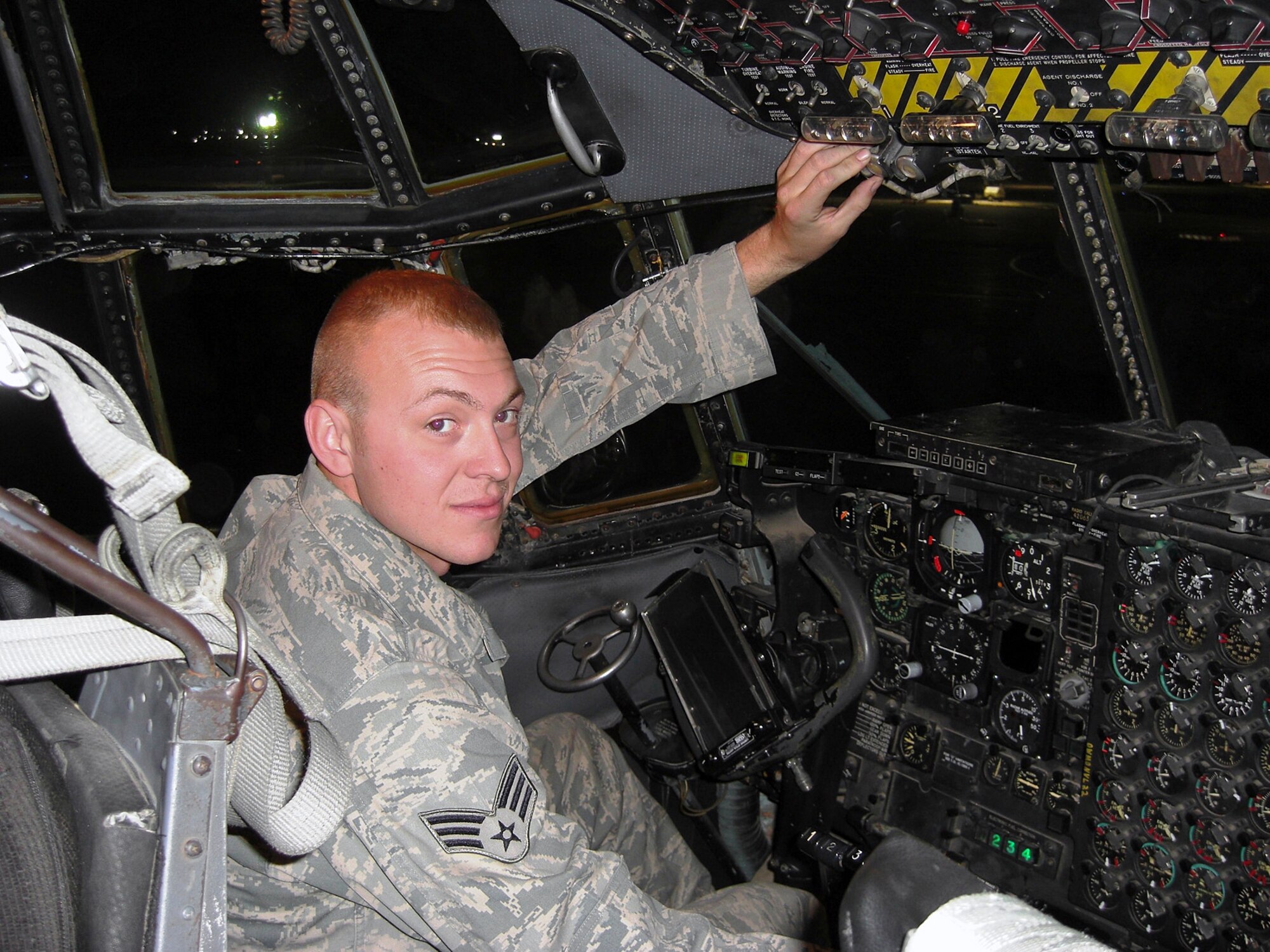 SOUTHWEST ASIA -- Senior Airman Jason Mullikin, 386th Expeditionary Aircraft Maintenance Squadron C-130 dedicated crew chief, is deployed from the 317th Aircraft Maintenance Squadron at Dyess Air Force Base, Texas. (U.S. Air Force courtesy photo)