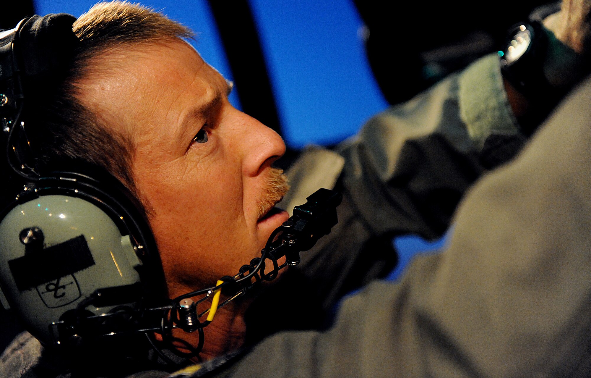 MOODY AIR FORCE BASE, Ga. -- Tech. Sgt. Kenneth Miller, 71st Rescue Squadron
flight engineer, performs a fuel check prior to departure here July 1.
Sergeant Miller performed the task to ensure the aircraft was ready for
flight to Australia. (U.S. Air Force photo by Airman 1st Class Joshua Green)
