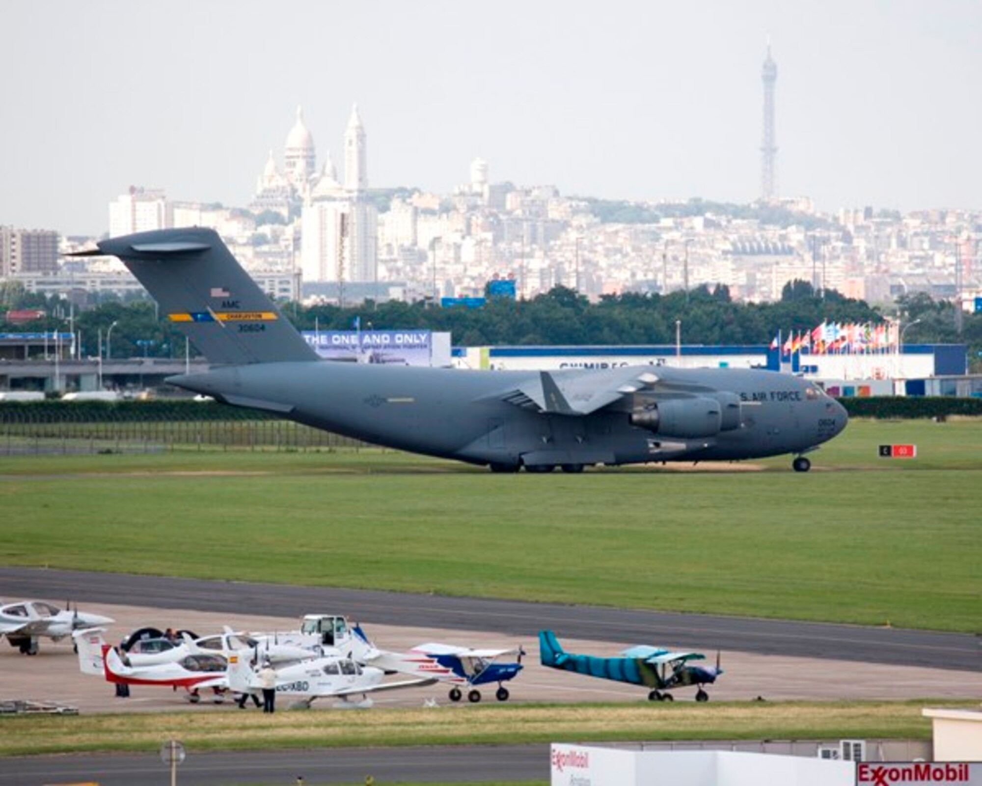 Members of the 315th and 437th Airlift Wings, Charleston Air Force Base, S.C., participated in the International Paris Air Show in Le Bourget, France, 18 June 2009.  Le Bourget airfield is located 10 miles north of Paris and was made famous as the landing spot for aviation pioneer Charles Lindbergh’s trans-Atlantic flight in 1927.  The event drew nearly 2,000 exhibitors from more than 40 countries and 300,000 spectators. (courtsey photo)