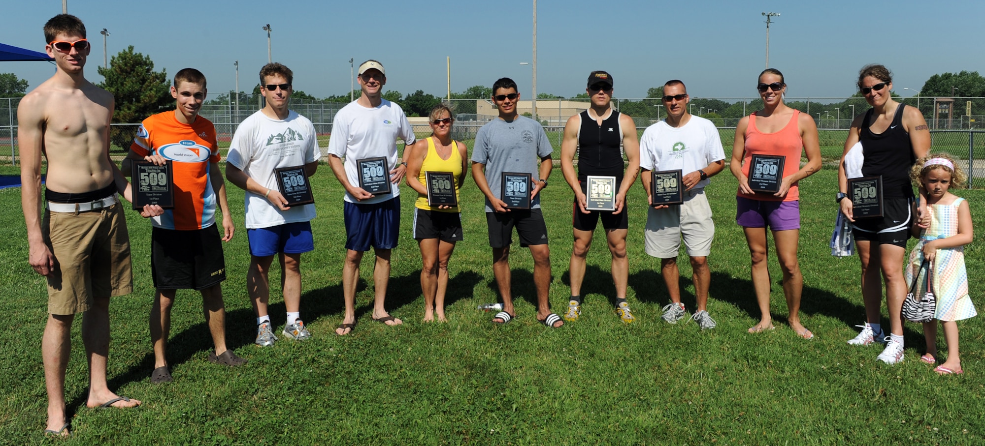 WHITEMAN AIR FORCE BASE, Mo. -  Mr. Paul Basel and 2nd Lt. Benjamin Coffman/1st place Team Category
Mr. Thomas McGinnis/2nd Place Men Over 40 Category
Maj. Mike Wittrock/2nd place Individual Male Category  
Ms. Stacey Eggers/1st Place, Female over 40 Category   
Senior Airman Estiven Gonzalez/2nd Place Team Category 
Staff Sgt.  Brian Frank/1st place, Individual Male Category
Capt. Alan Brown/1st place, Men Over 40 Category
Tech. Sgt. Eva Graney/2nd place, Individual Female Category
Master  Sgt. Heather Sells with daughter/1st place, Individual Female Category.  
(U.S. Air Force photo/Senior Airman Cory Todd)

