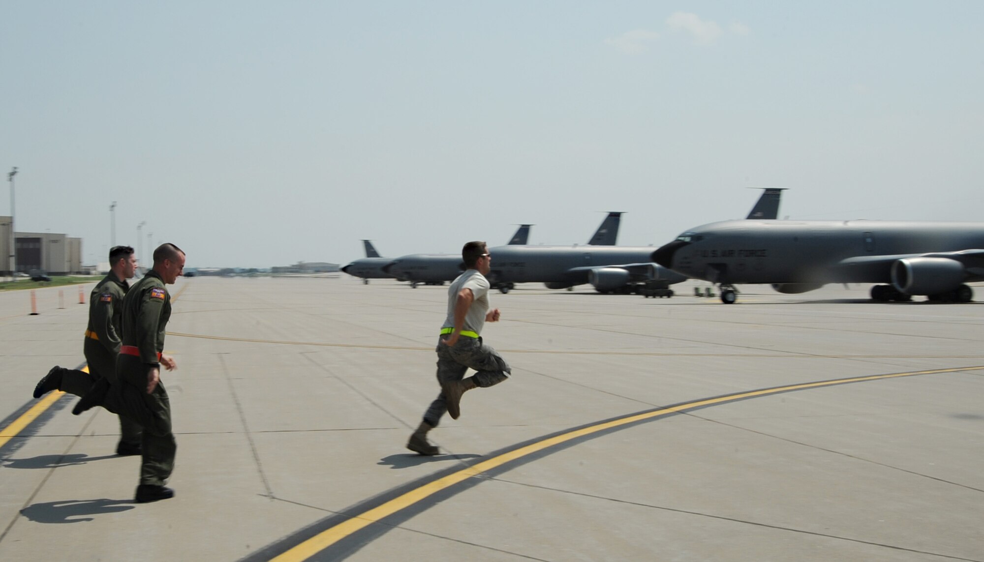 MCCONNELL AIR FORCE BASE, Kan., -- Members of Team McConnell respond to an incident during a Nuclear Operational Readiness Exercise June 27. (Photo by Airman First Class Maria Ruiz)