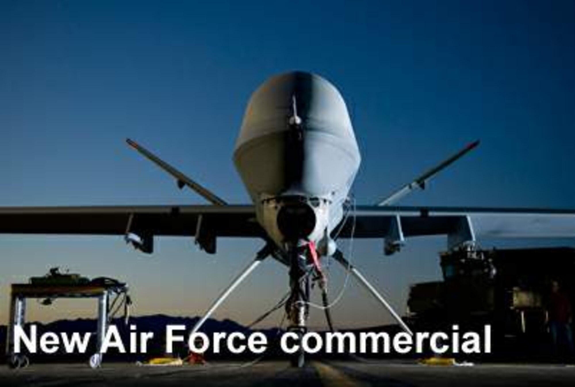 An Air Force commercial highlighting the technology of the unmanned aircraft systems is airing nationally this week in television markets and select movie theaters across the country. The "UAS" commercial depicts a futuristic look at warfighting and how what was once considered science fiction is now reality for the Air Force. (U.S. Air Force photo illustration)